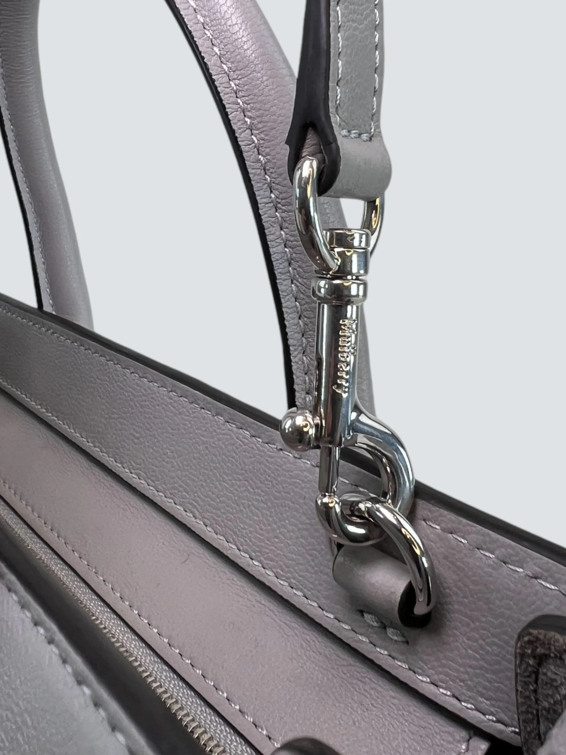 Mulberry Pale Grey Leather Mini Zipped Bayswater
