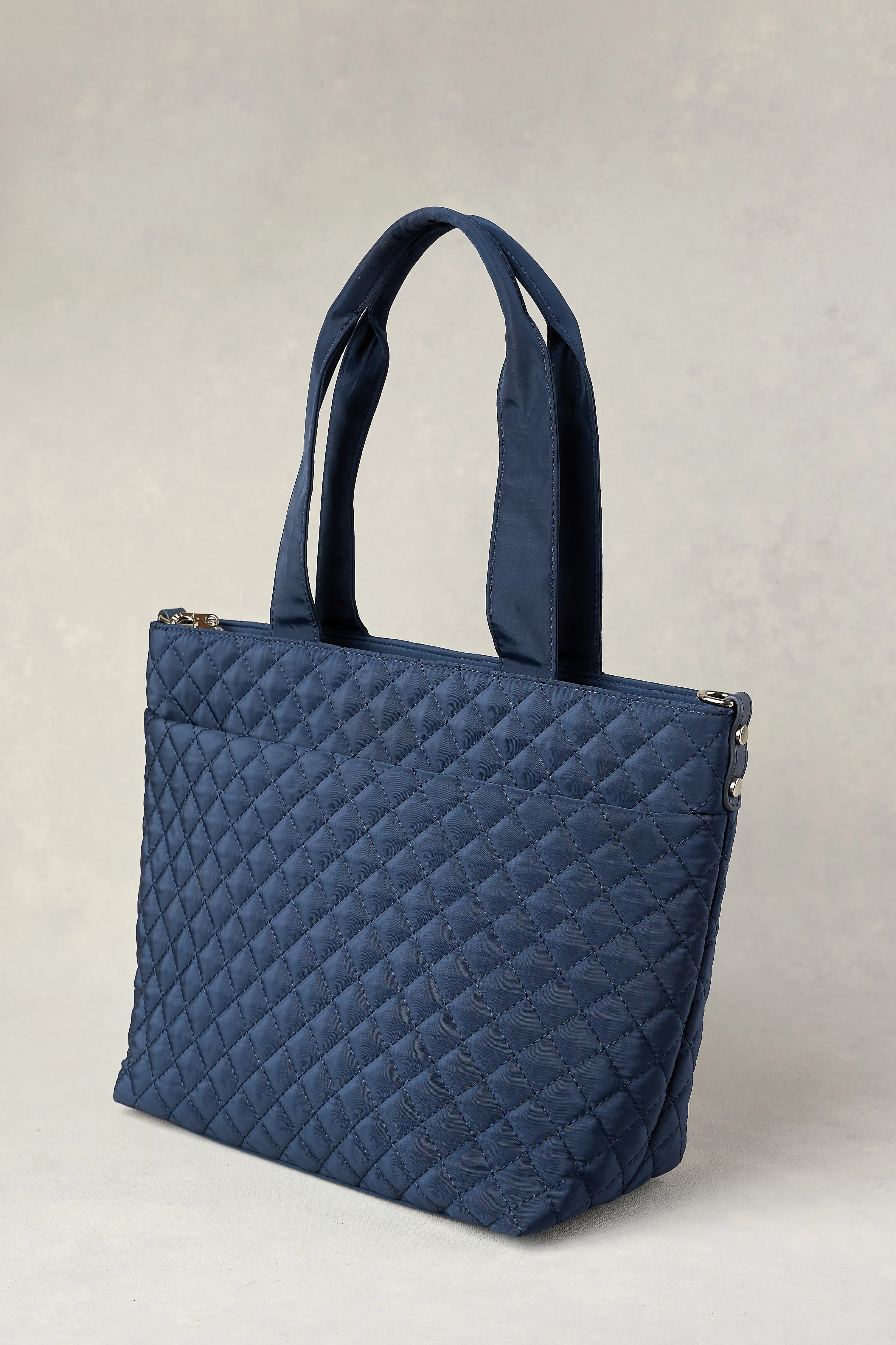 Naomi Quilted Tote - Navy