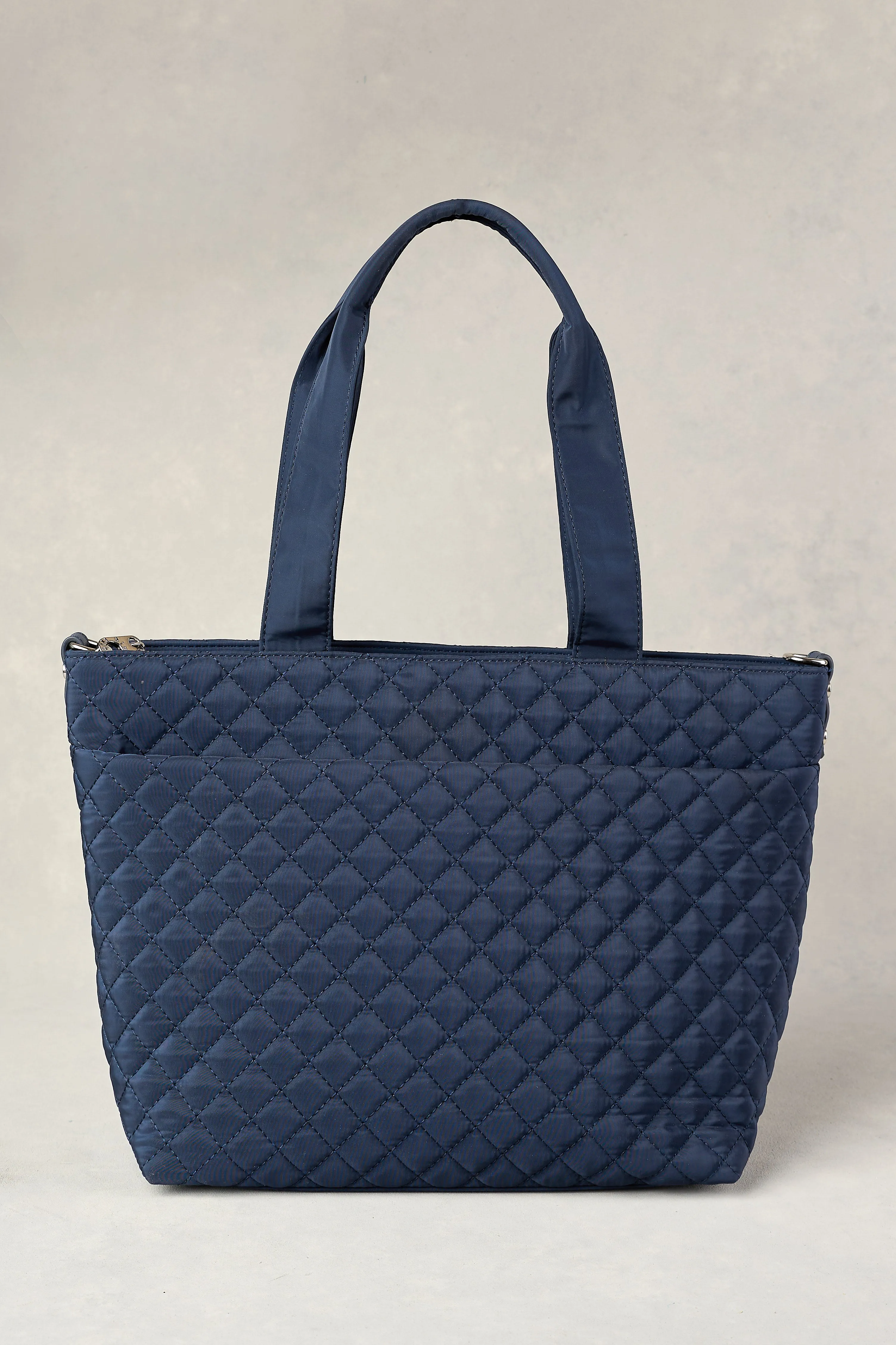 Naomi Quilted Tote - Navy