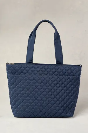 Naomi Quilted Tote - Navy