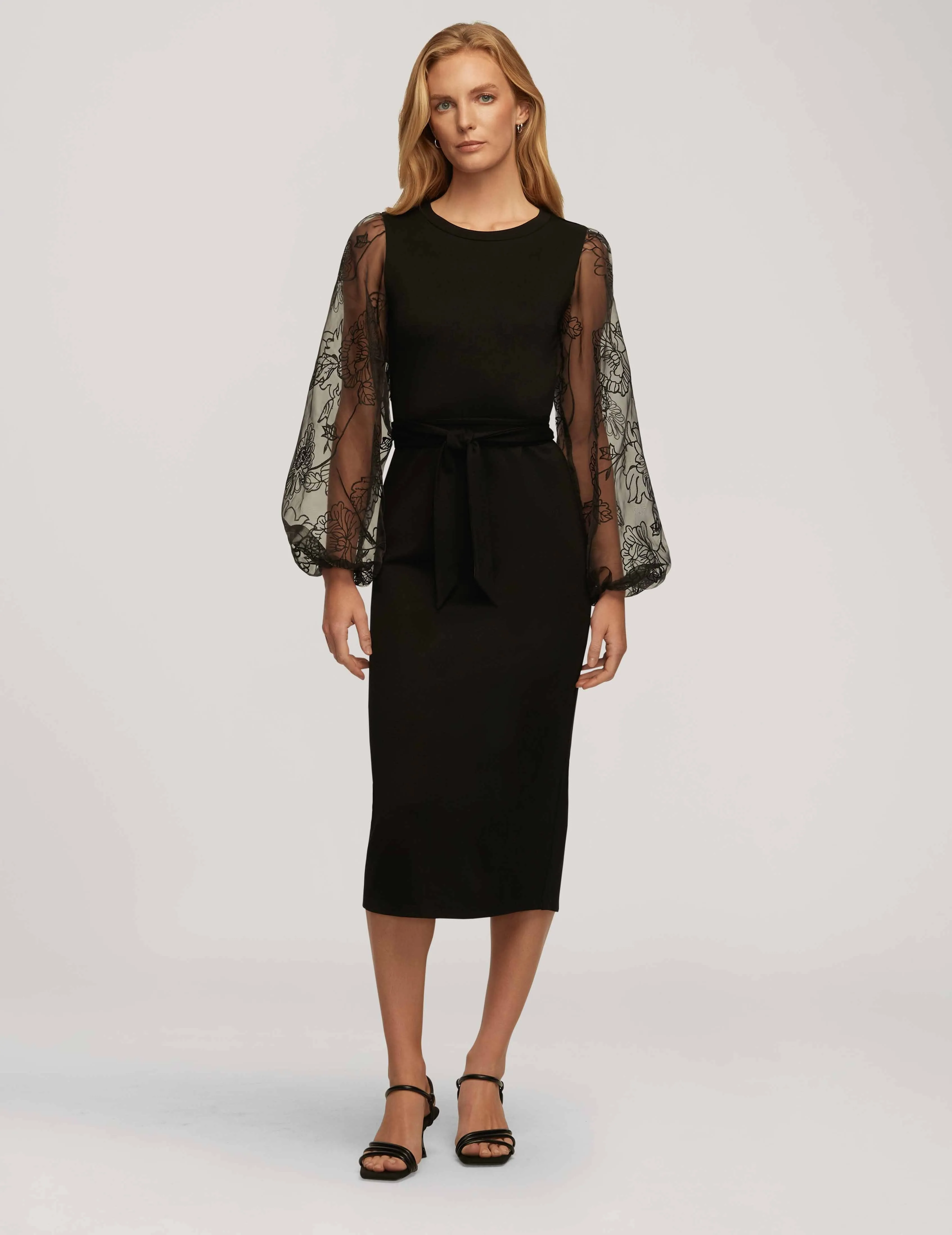 Novelty Balloon Sleeve Midi Dress- Sale