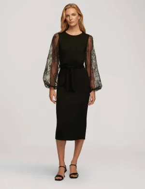 Novelty Balloon Sleeve Midi Dress- Sale