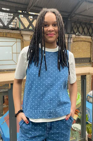 Numph Haddie Polka Dot Denim Top