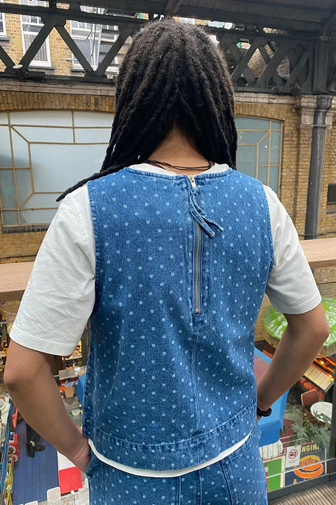 Numph Haddie Polka Dot Denim Top