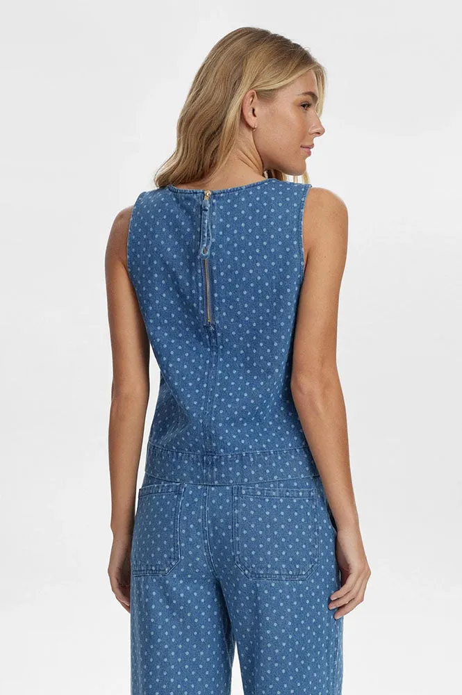 Numph Haddie Polka Dot Denim Top