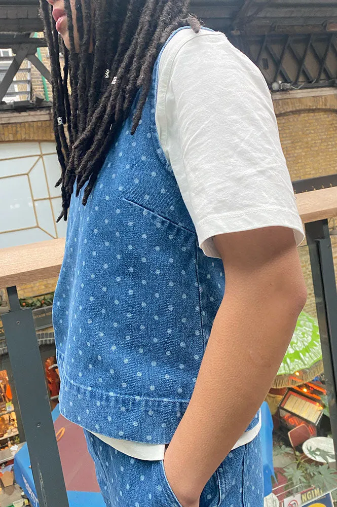 Numph Haddie Polka Dot Denim Top