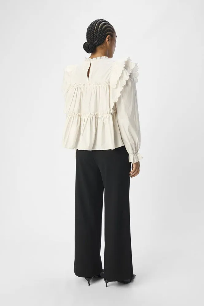 Object Hope Long Sleeve White Sand Blouse