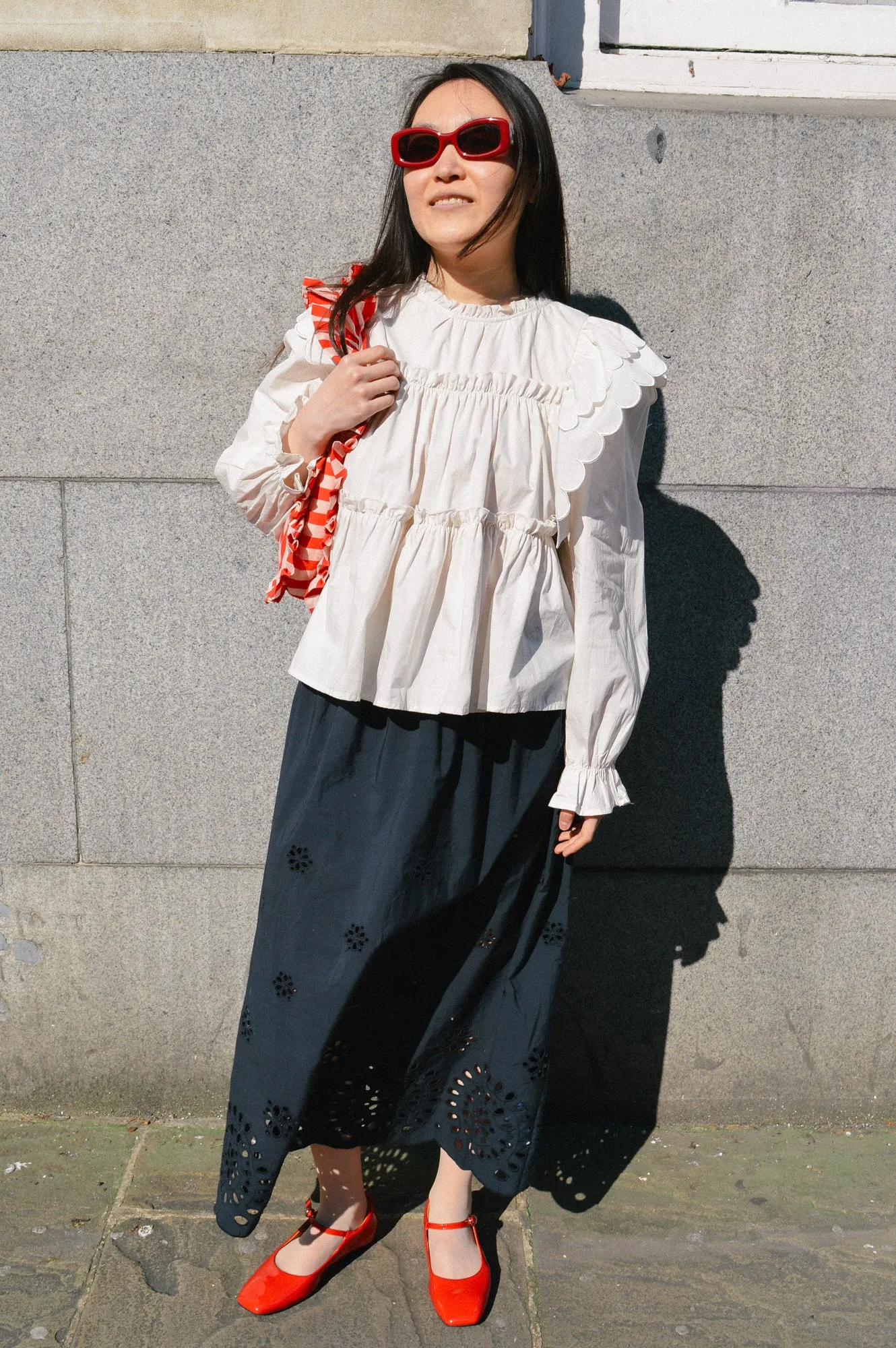Object Hope Long Sleeve White Sand Blouse