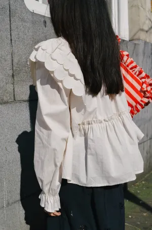 Object Hope Long Sleeve White Sand Blouse