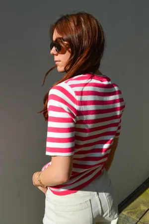 Object Jester Raspberry Sorbet Striped Knit Pullover