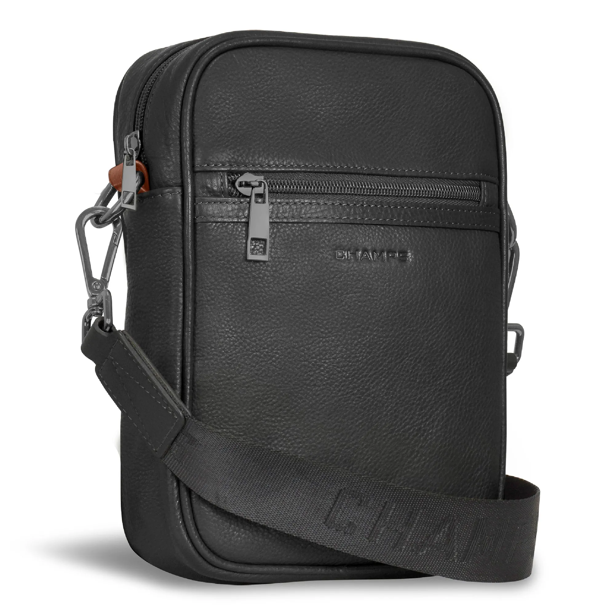 Onyx / Leather Vertical Cross-Body Bag