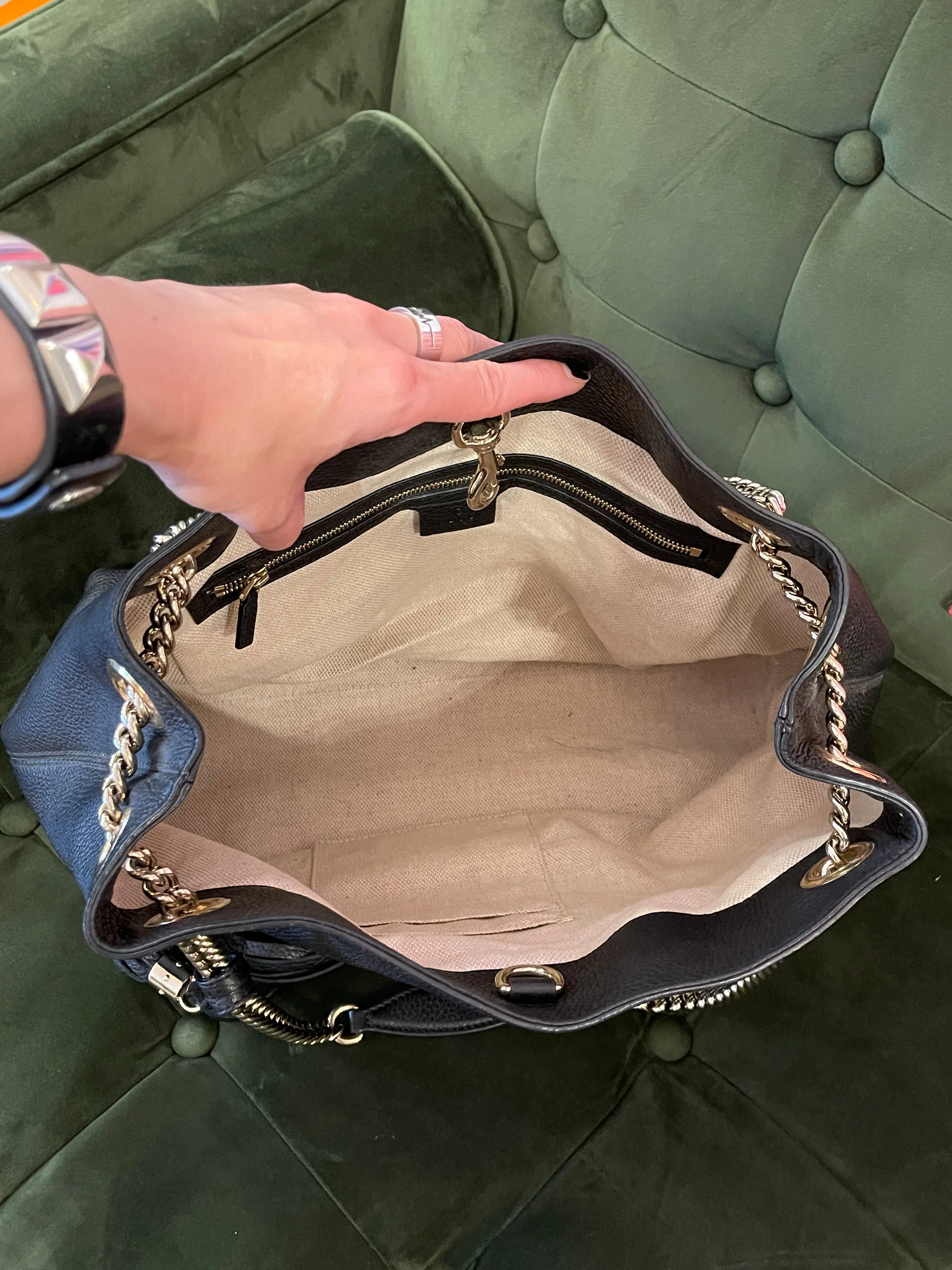 Part payment only - Gucci Black Grained Leather Soho Tote