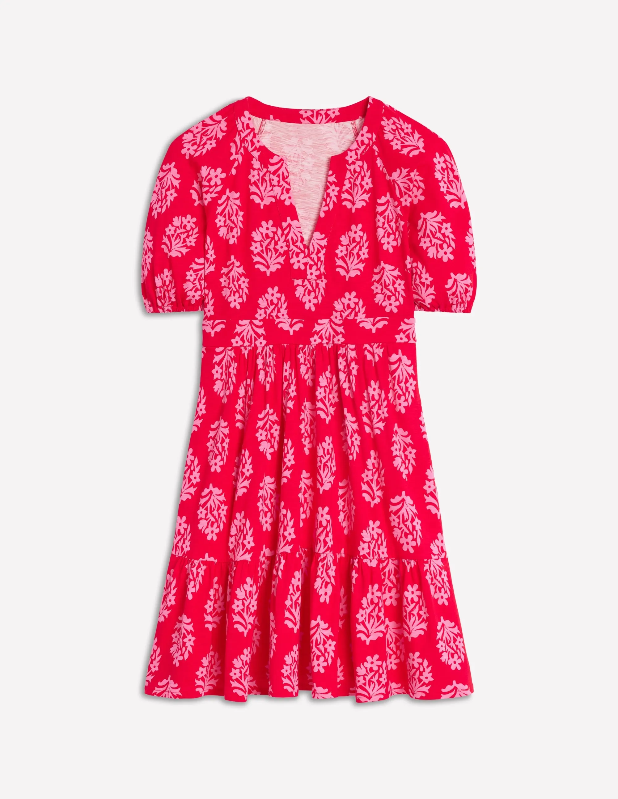 Piper Short Jersey Dress-Poppy Red. Posy Stamp