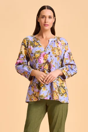 Pleat Sleeve Linen Blouse - Chantilly Rose