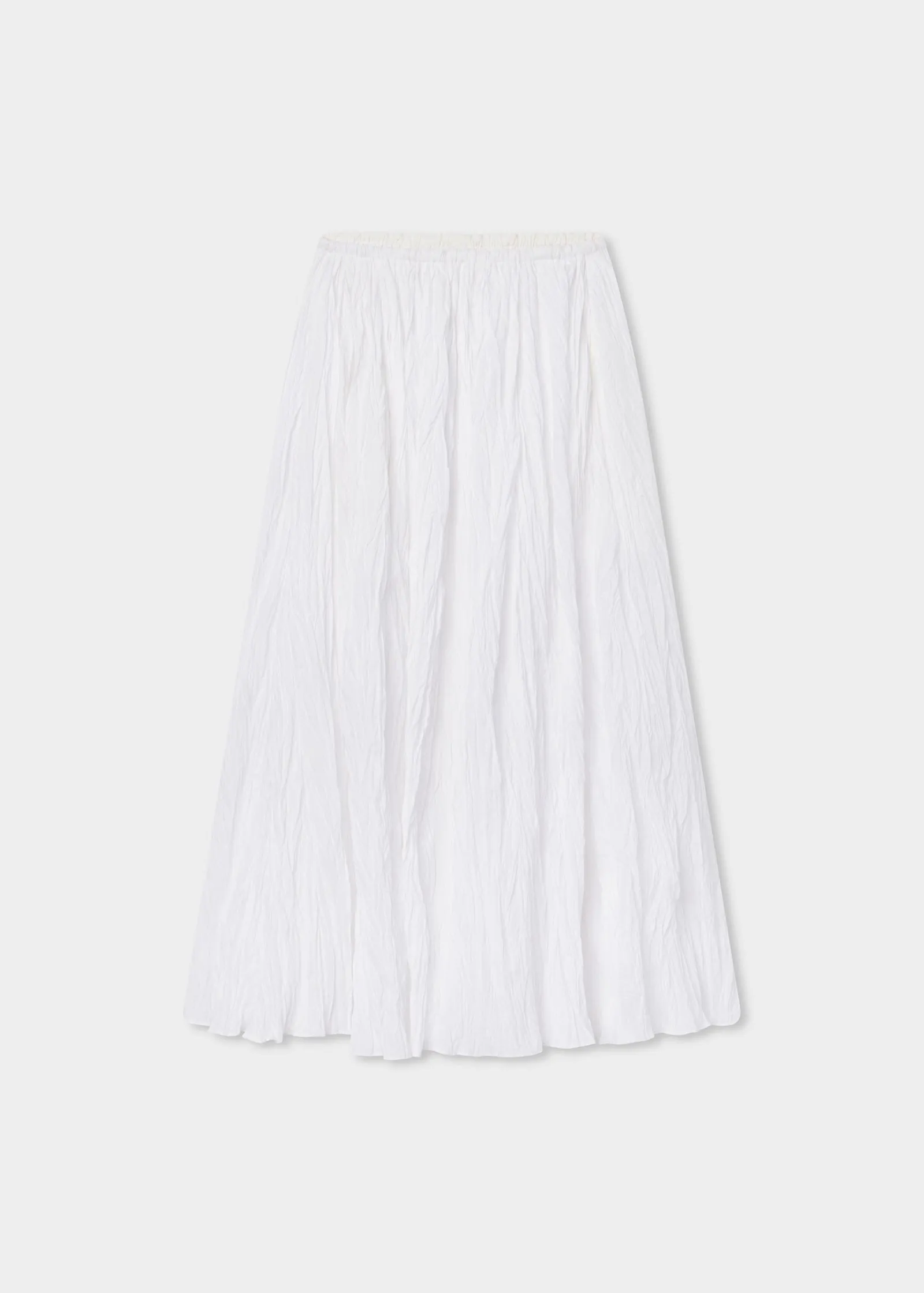 Plissé Skirt in Crinkled Cotton - Optic White