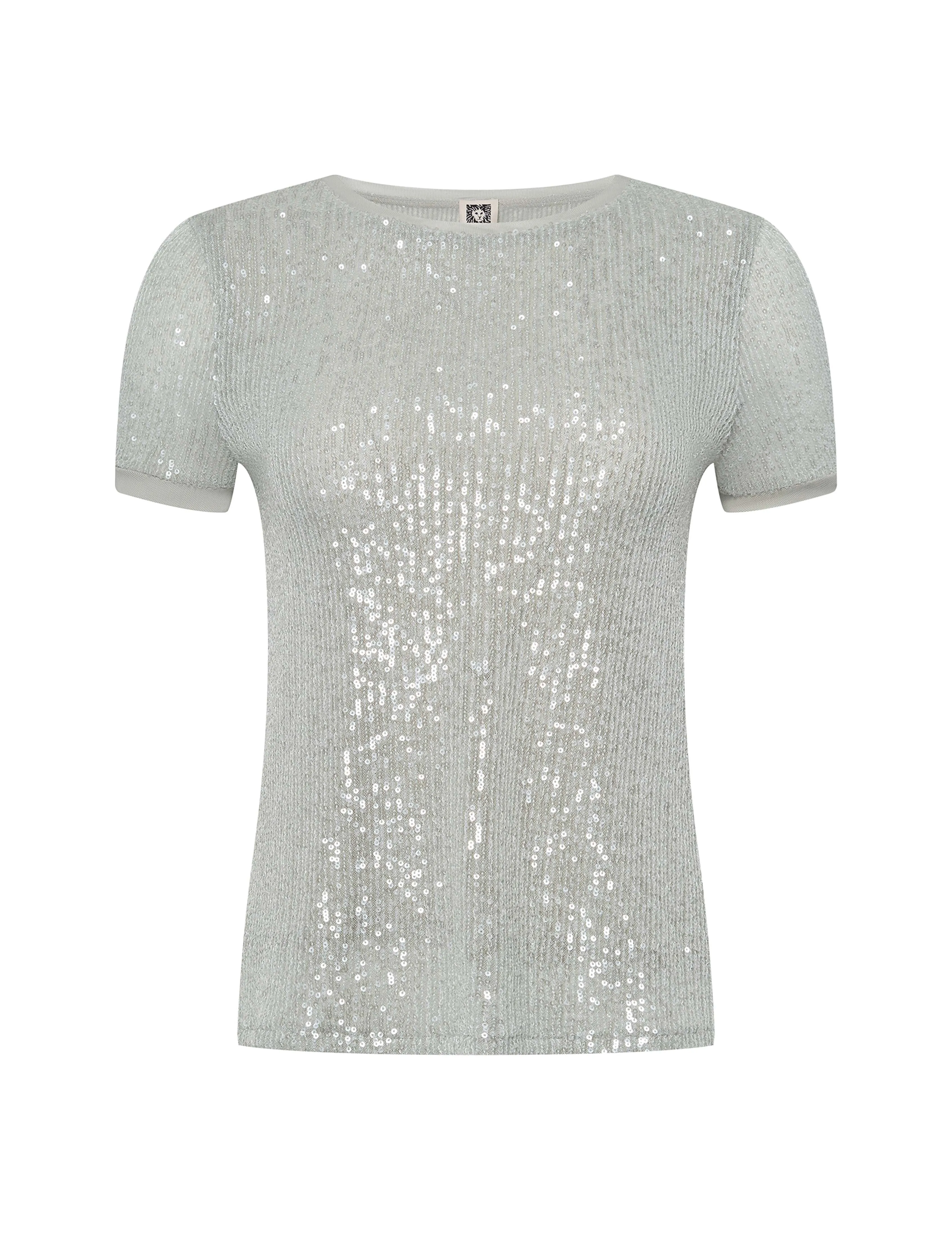Plus Sequin Mesh Short Sleeve Tee