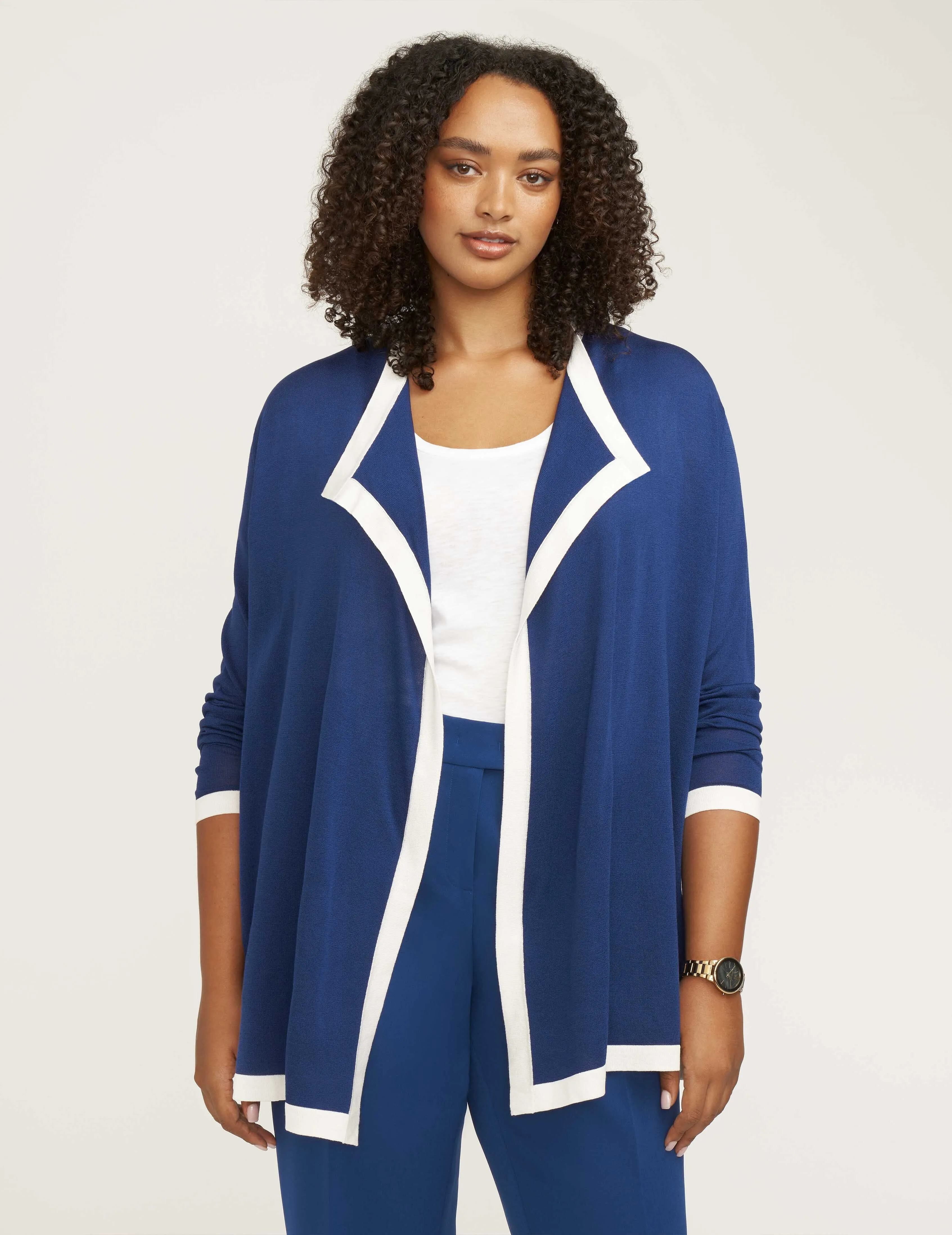 Plus Size Color Block Drapey Cardigan- Sale