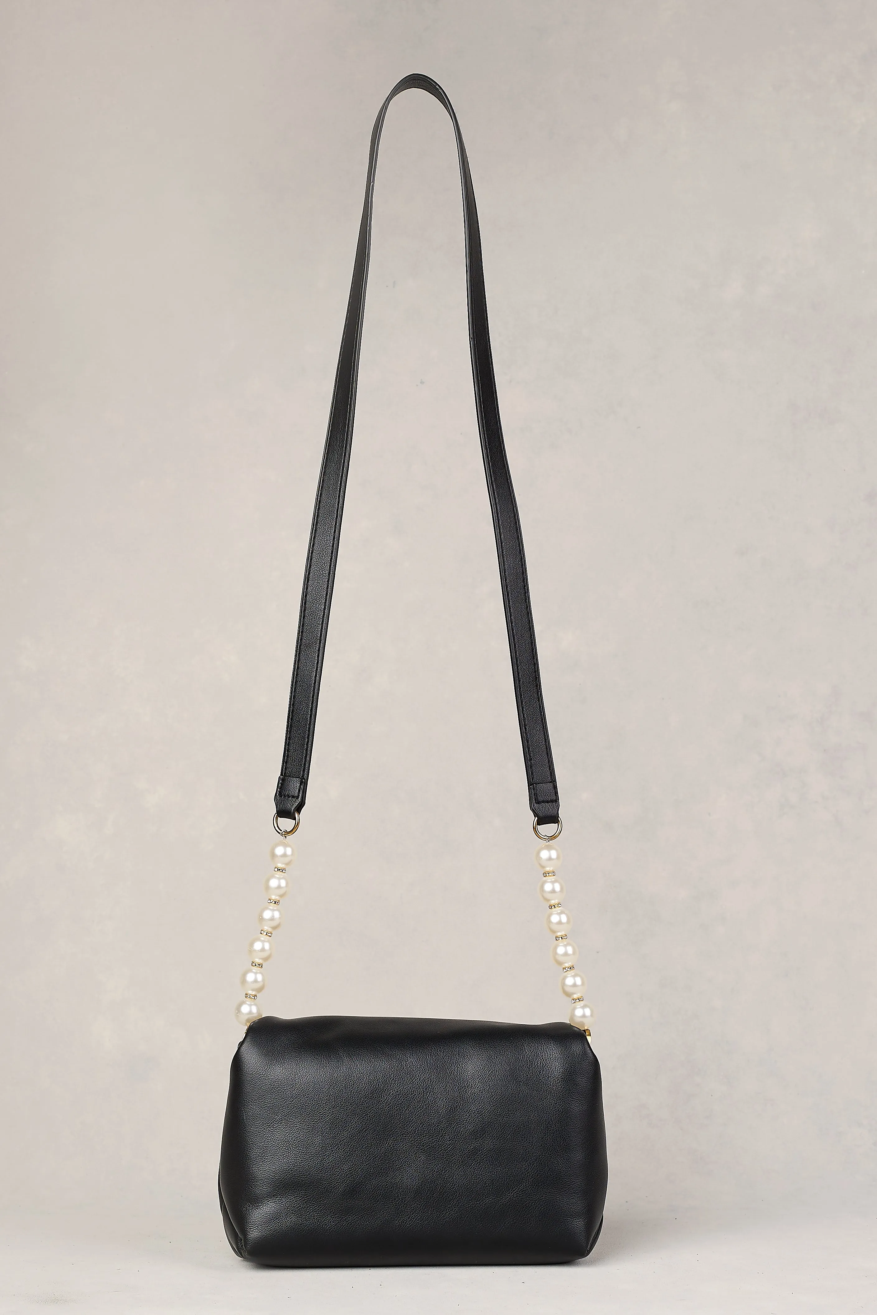 Polly Pearl Strap Bag - Black