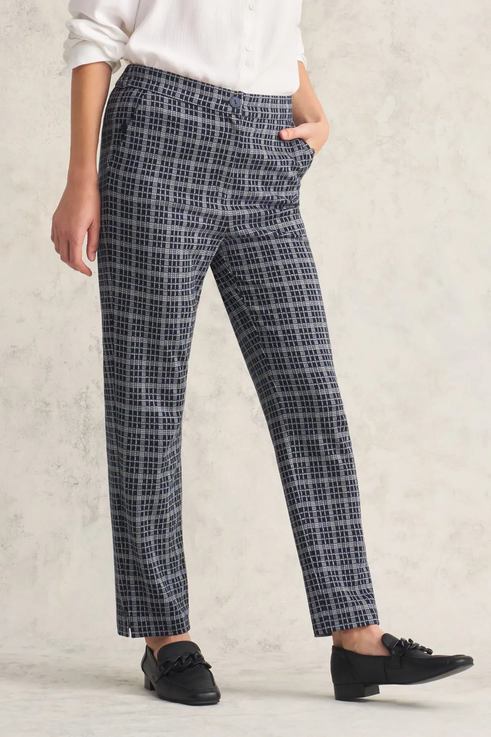 Ponte Check Pant - Ink Check