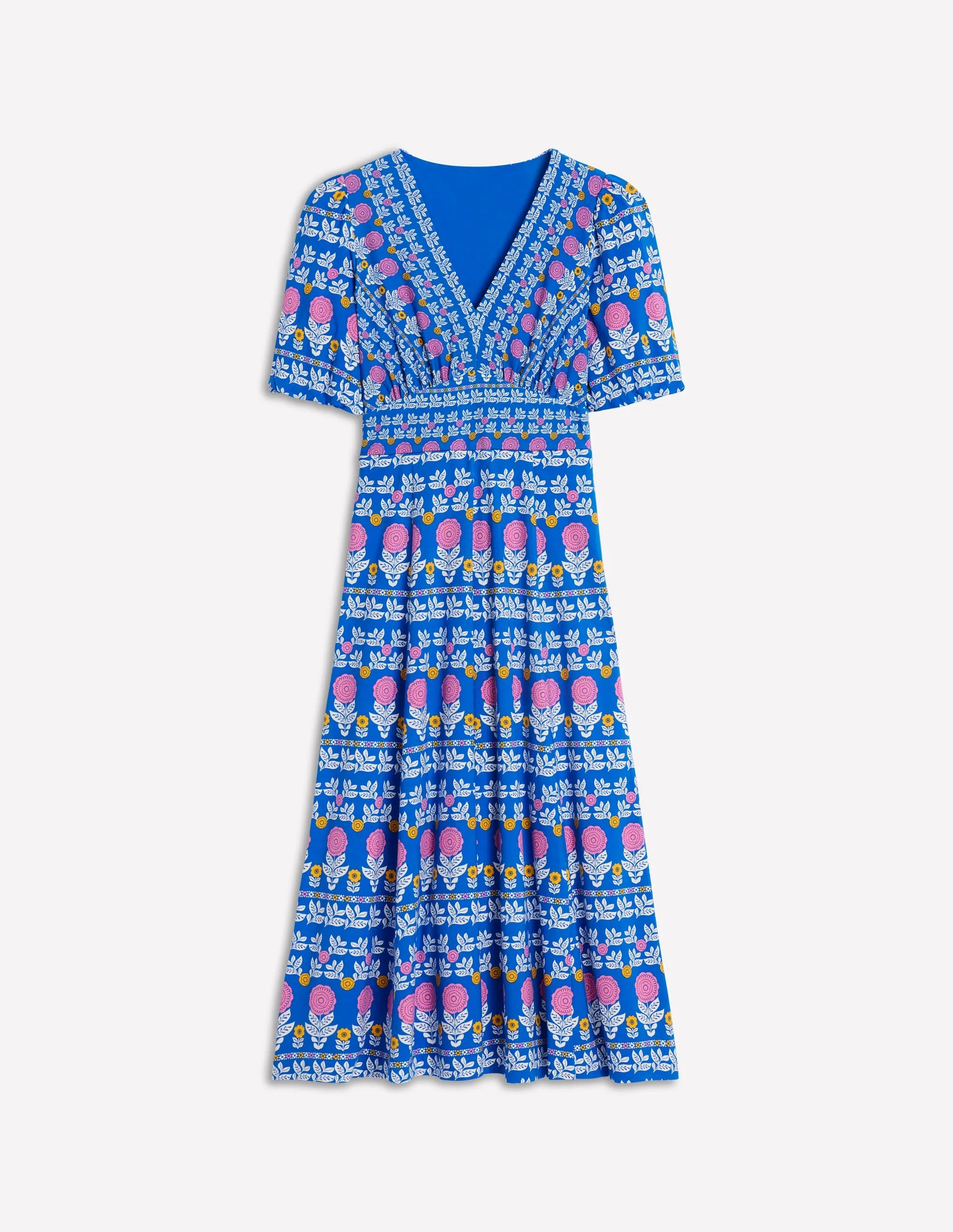Ponte Puff Sleeve Tea Dress-Gallery Blue. Dahlia Garden