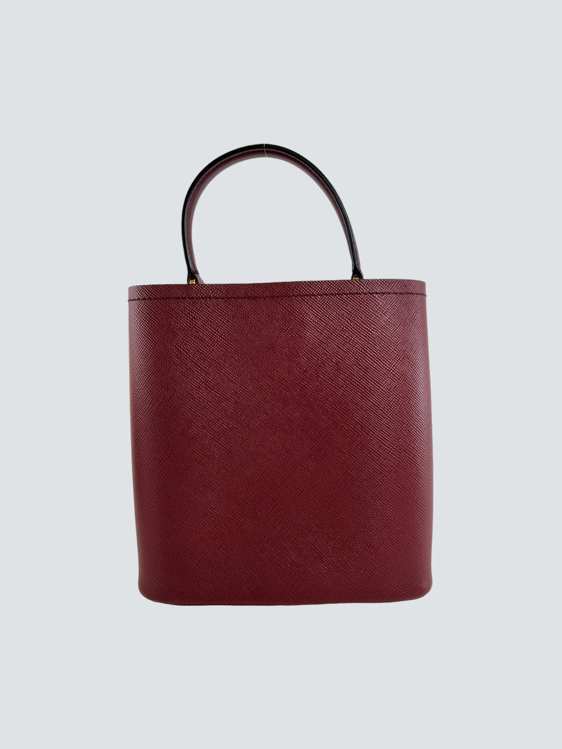 Prada Burgundy Saffiano Leather Medium Panier Shoulder Bag
