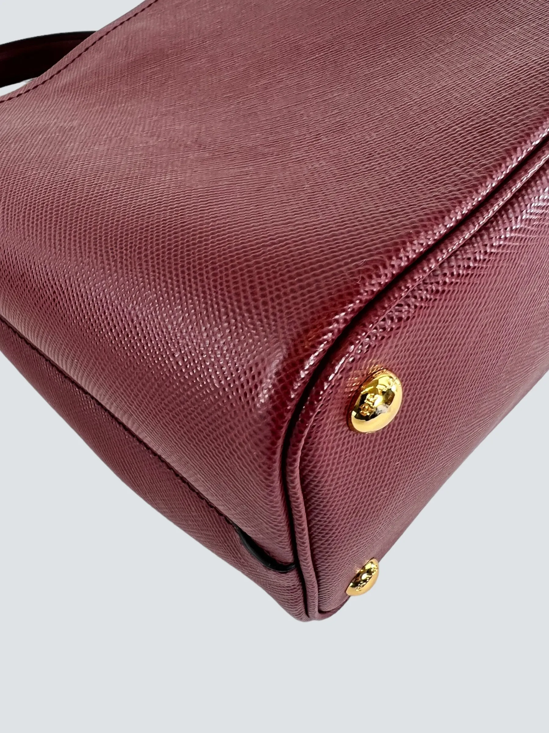 Prada Burgundy Saffiano Leather Medium Panier Shoulder Bag
