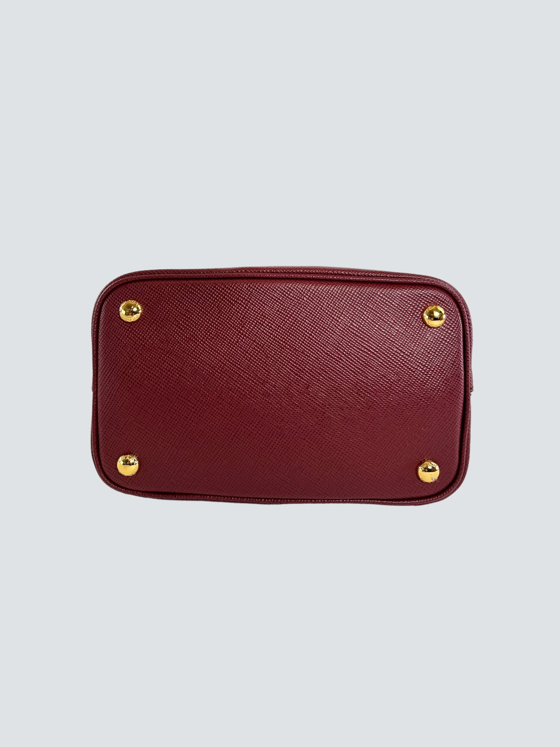 Prada Burgundy Saffiano Leather Medium Panier Shoulder Bag