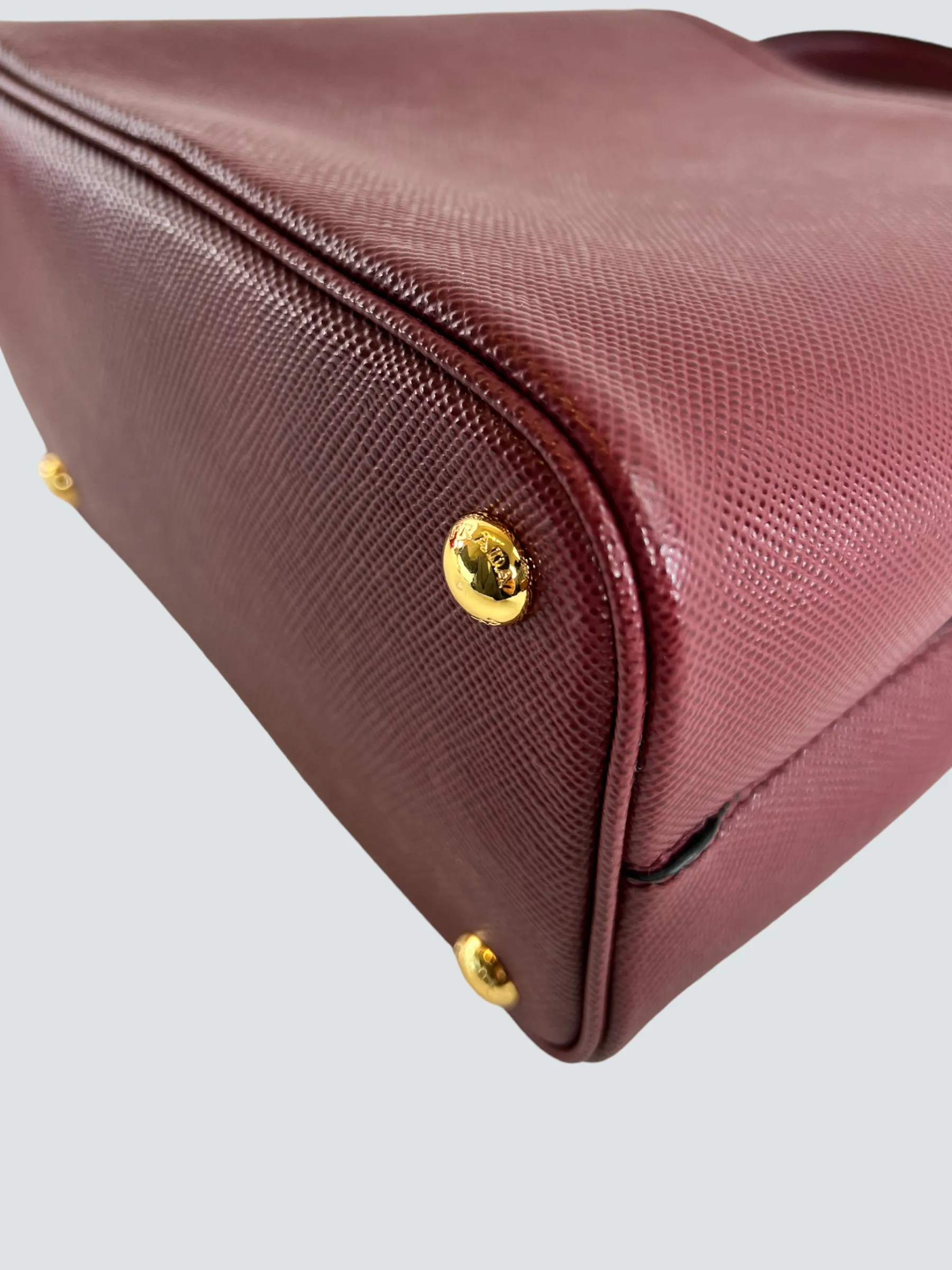 Prada Burgundy Saffiano Leather Medium Panier Shoulder Bag