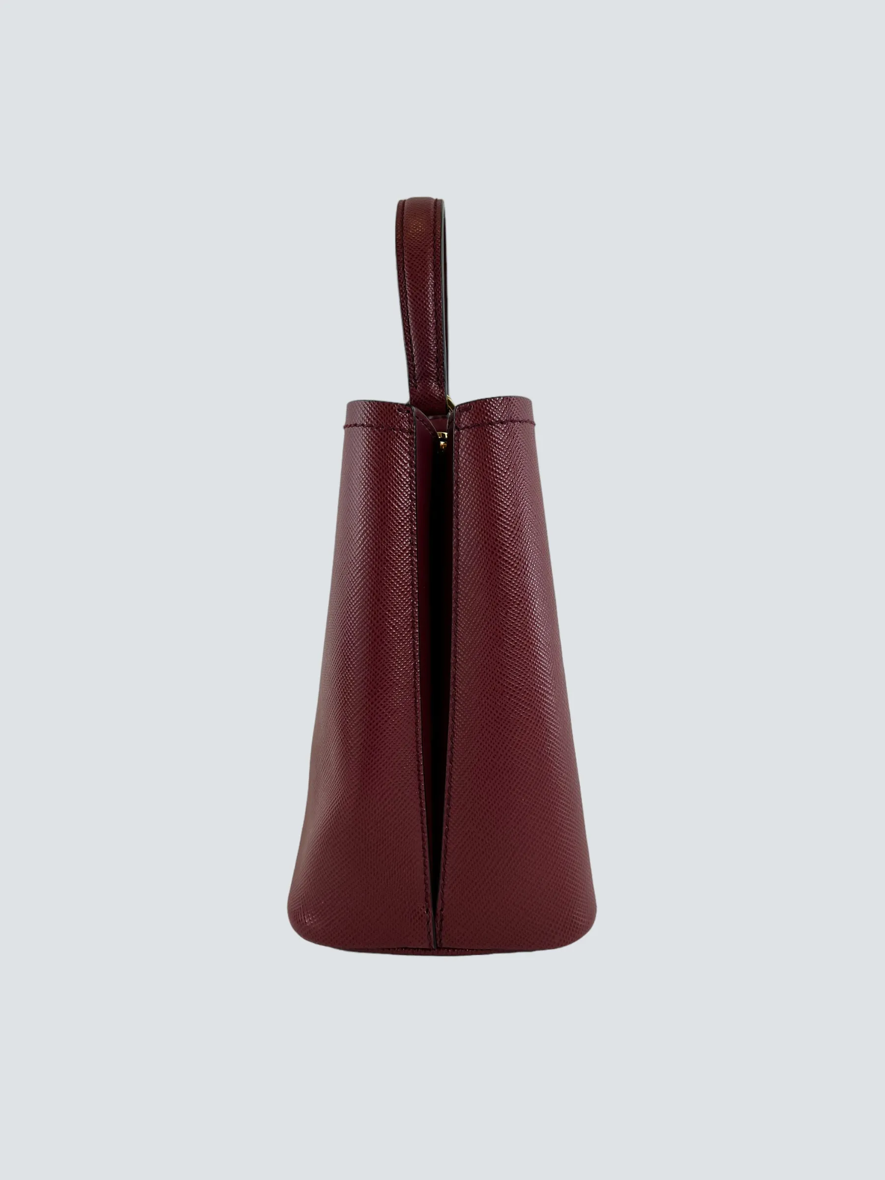 Prada Burgundy Saffiano Leather Medium Panier Shoulder Bag
