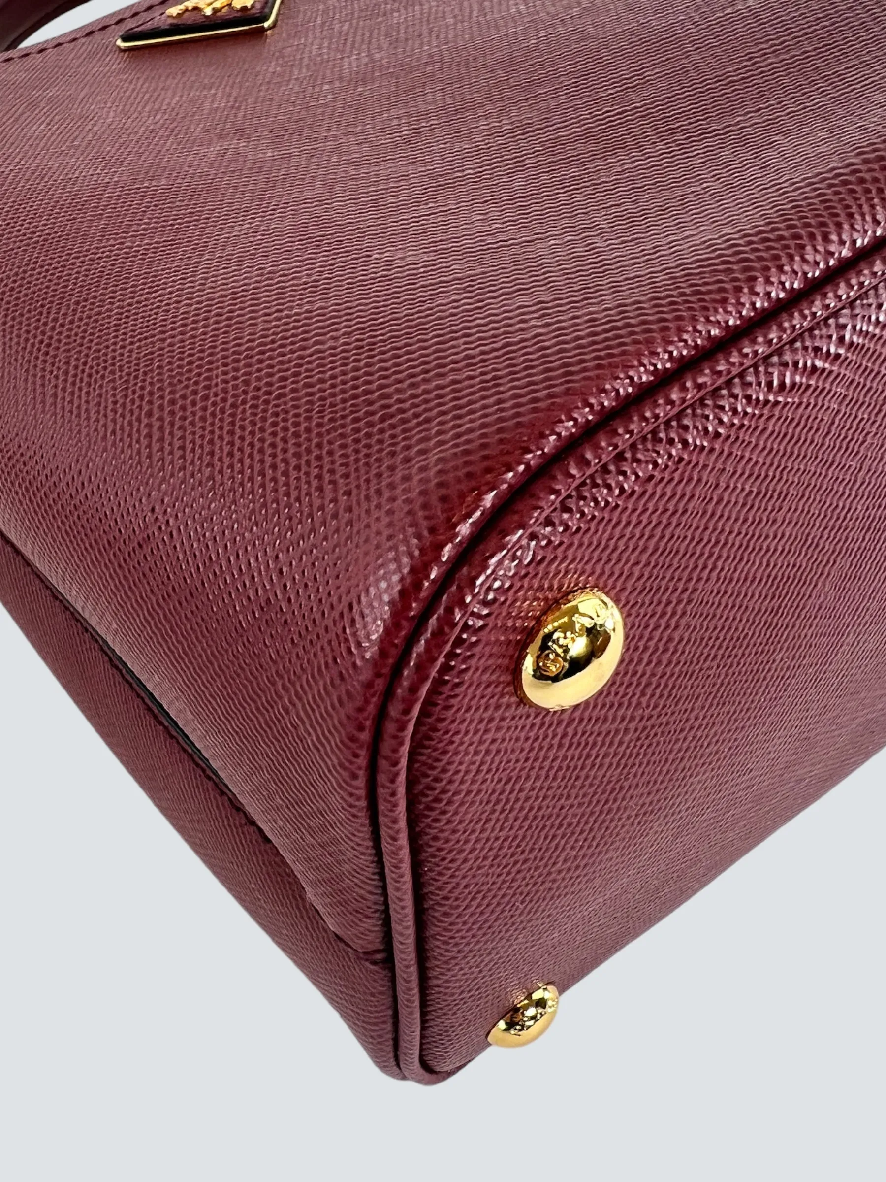Prada Burgundy Saffiano Leather Medium Panier Shoulder Bag