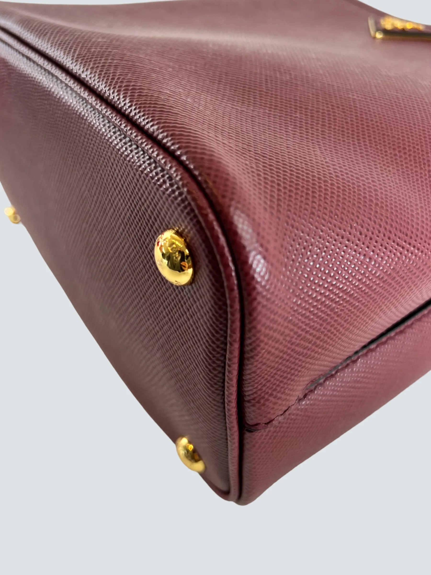 Prada Burgundy Saffiano Leather Medium Panier Shoulder Bag