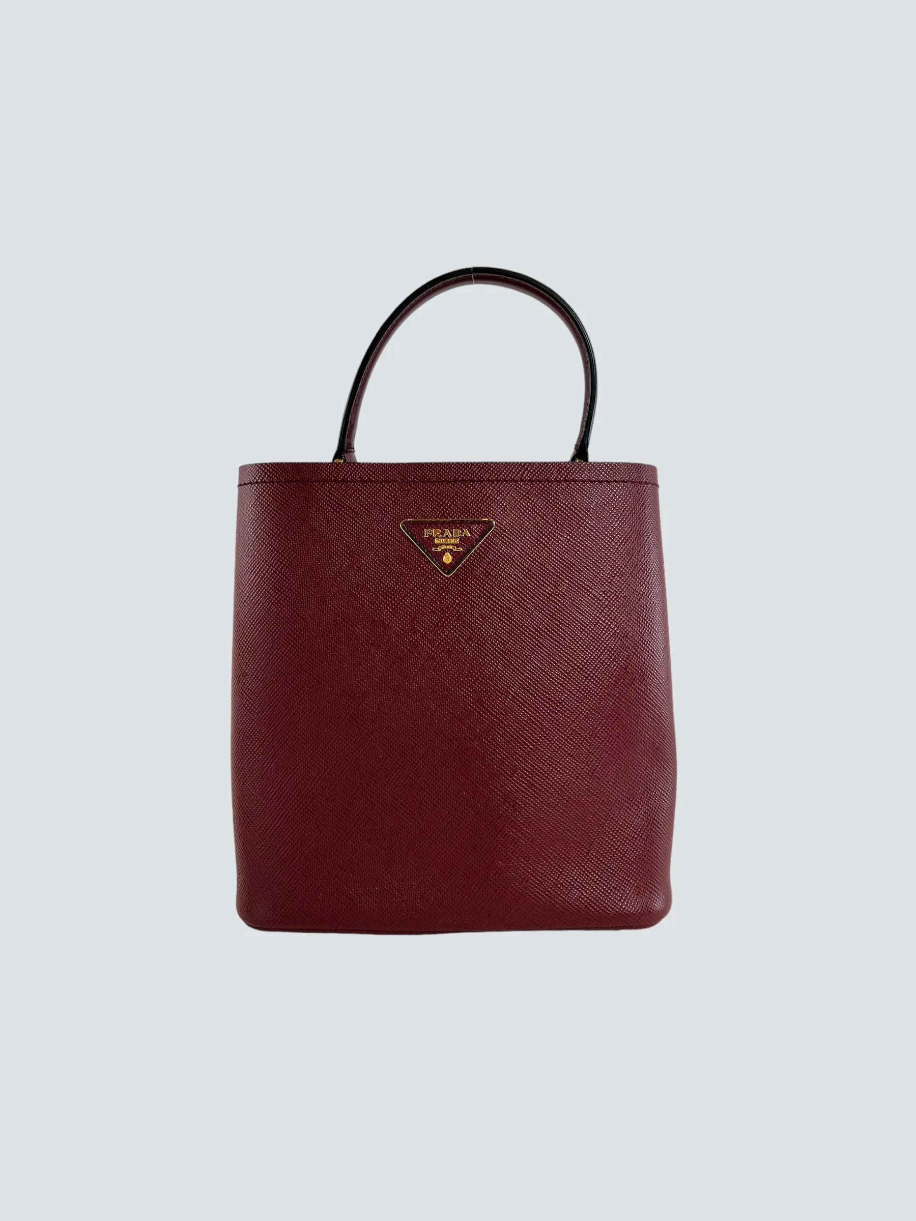 Prada Burgundy Saffiano Leather Medium Panier Shoulder Bag