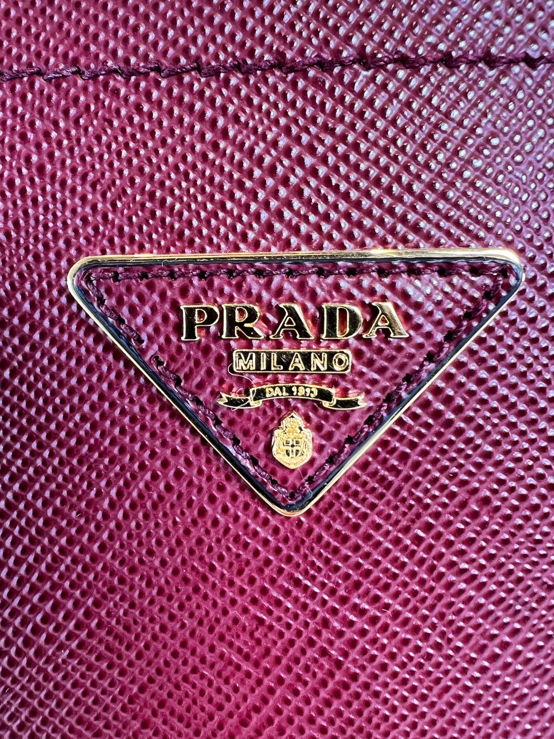 Prada Burgundy Saffiano Leather Medium Panier Shoulder Bag