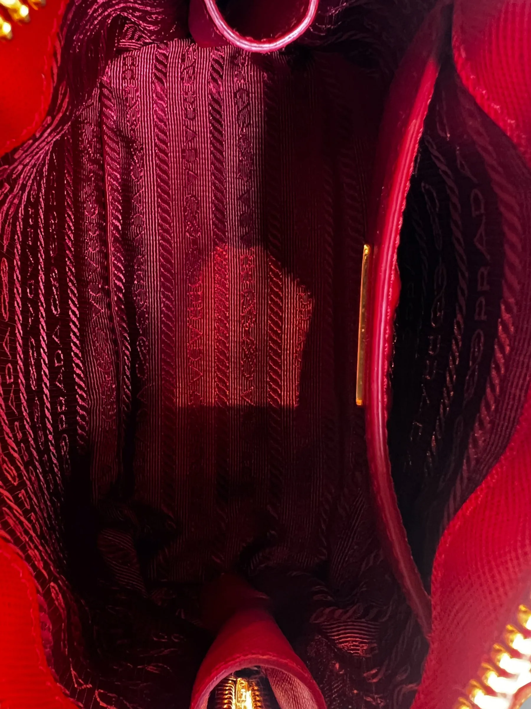 Prada Red Saffiano Leather Mini Double Zip Crossbody