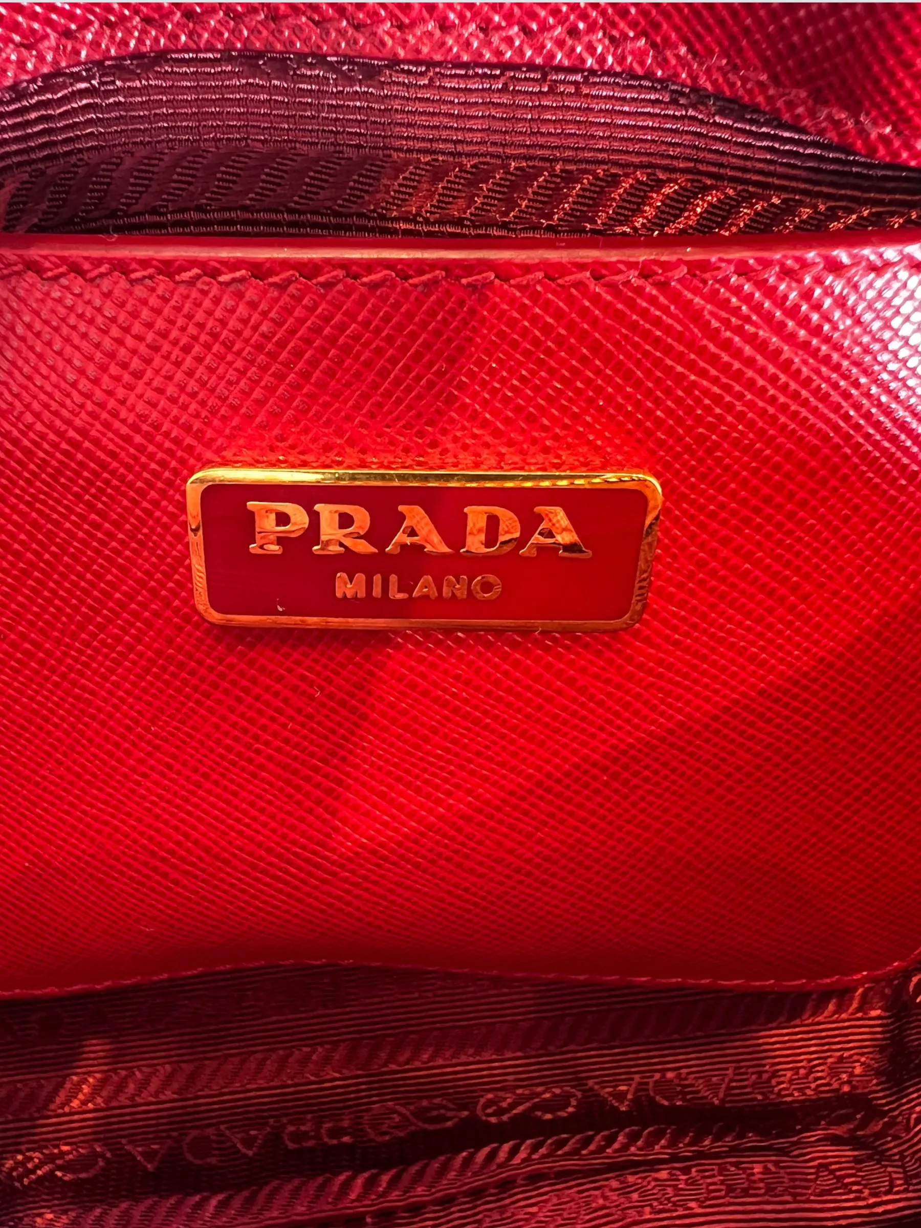 Prada Red Saffiano Leather Mini Double Zip Crossbody