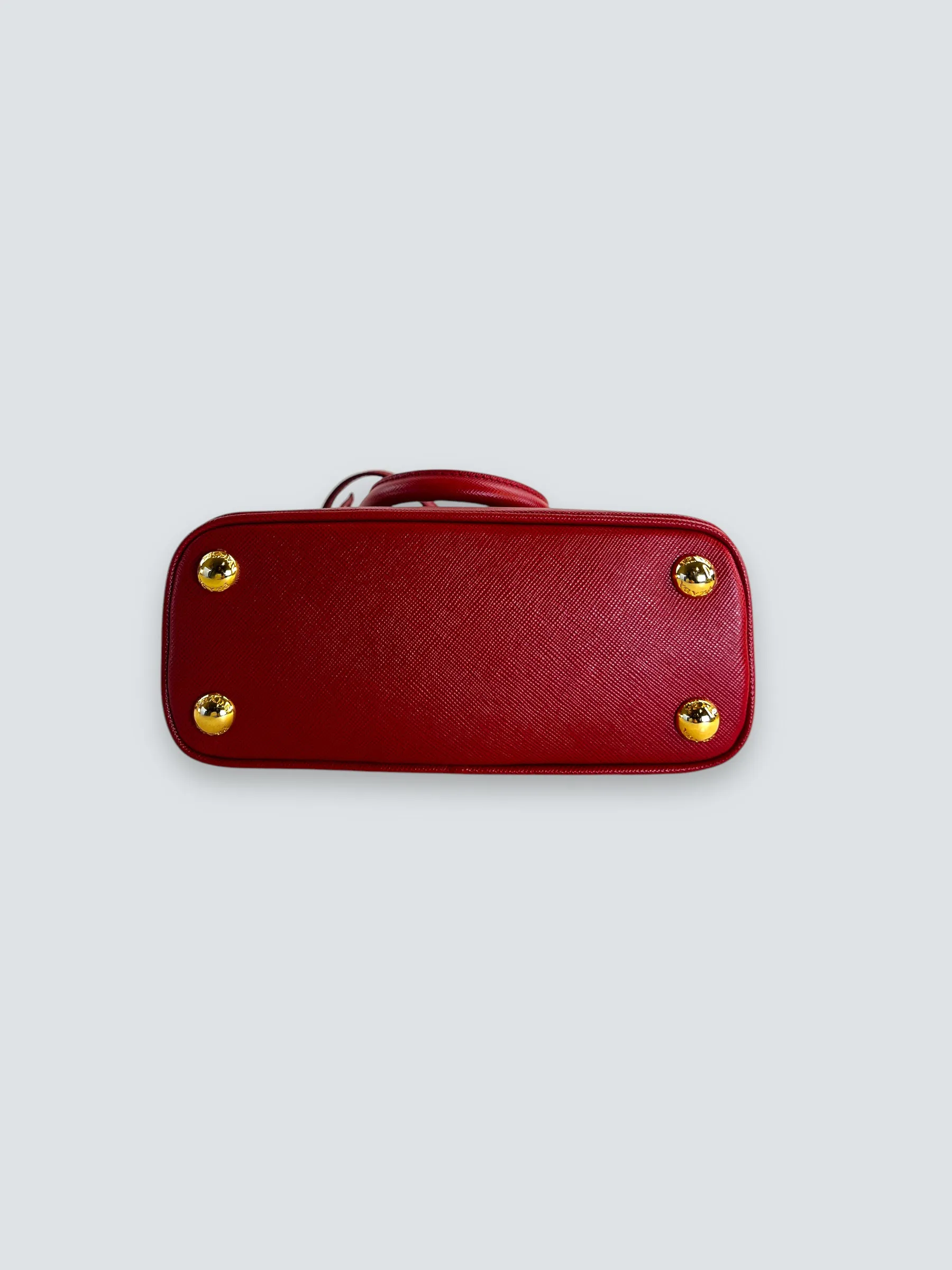 Prada Red Saffiano Leather Mini Double Zip Crossbody