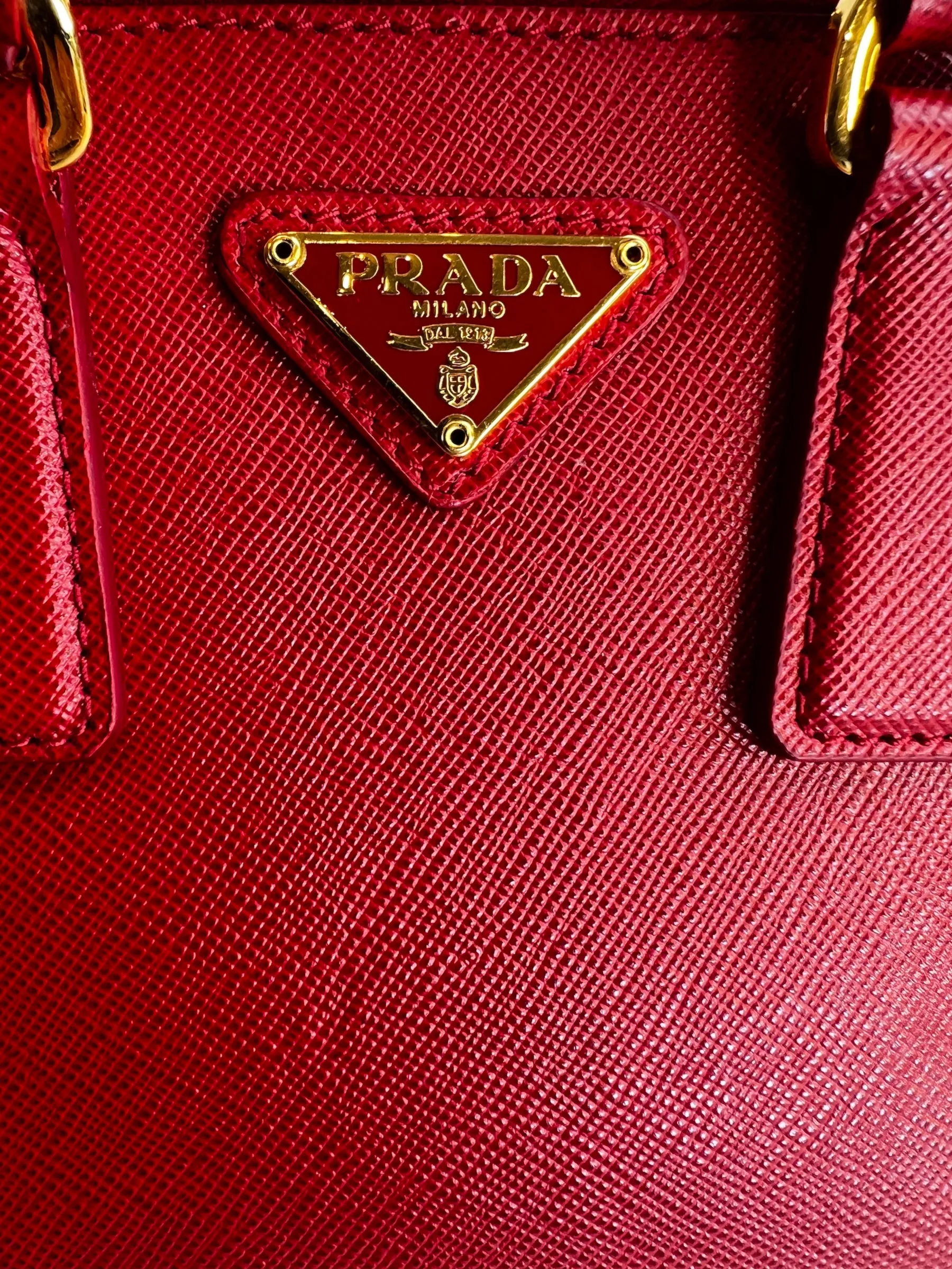 Prada Red Saffiano Leather Mini Double Zip Crossbody