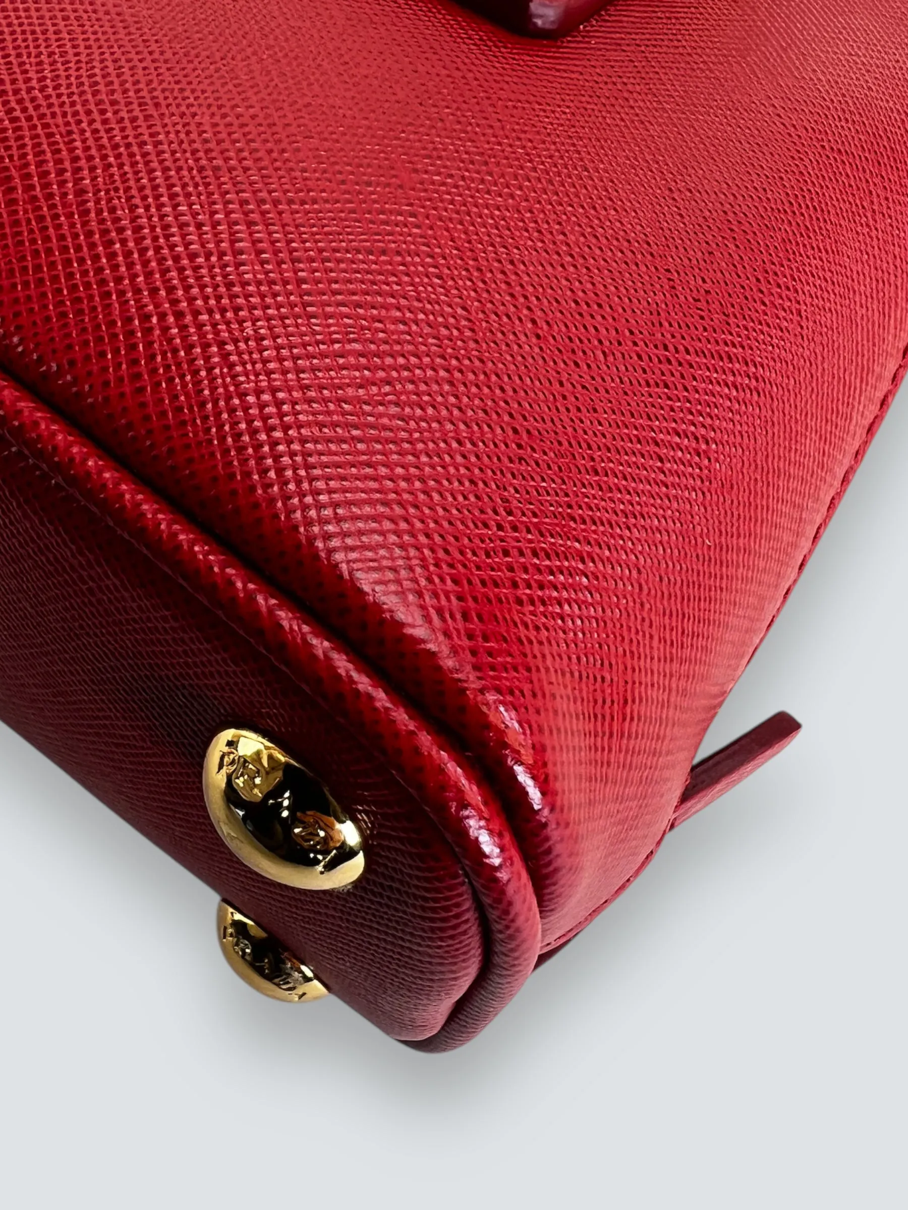 Prada Red Saffiano Leather Mini Double Zip Crossbody