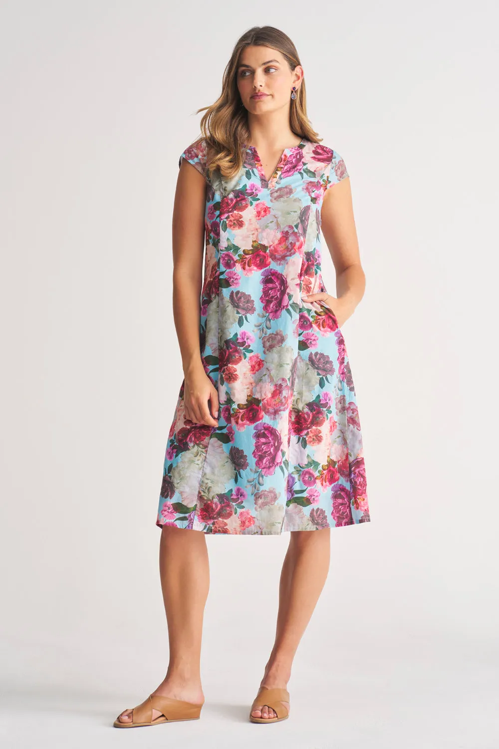 Printed Cotton Dress - Botanical Print