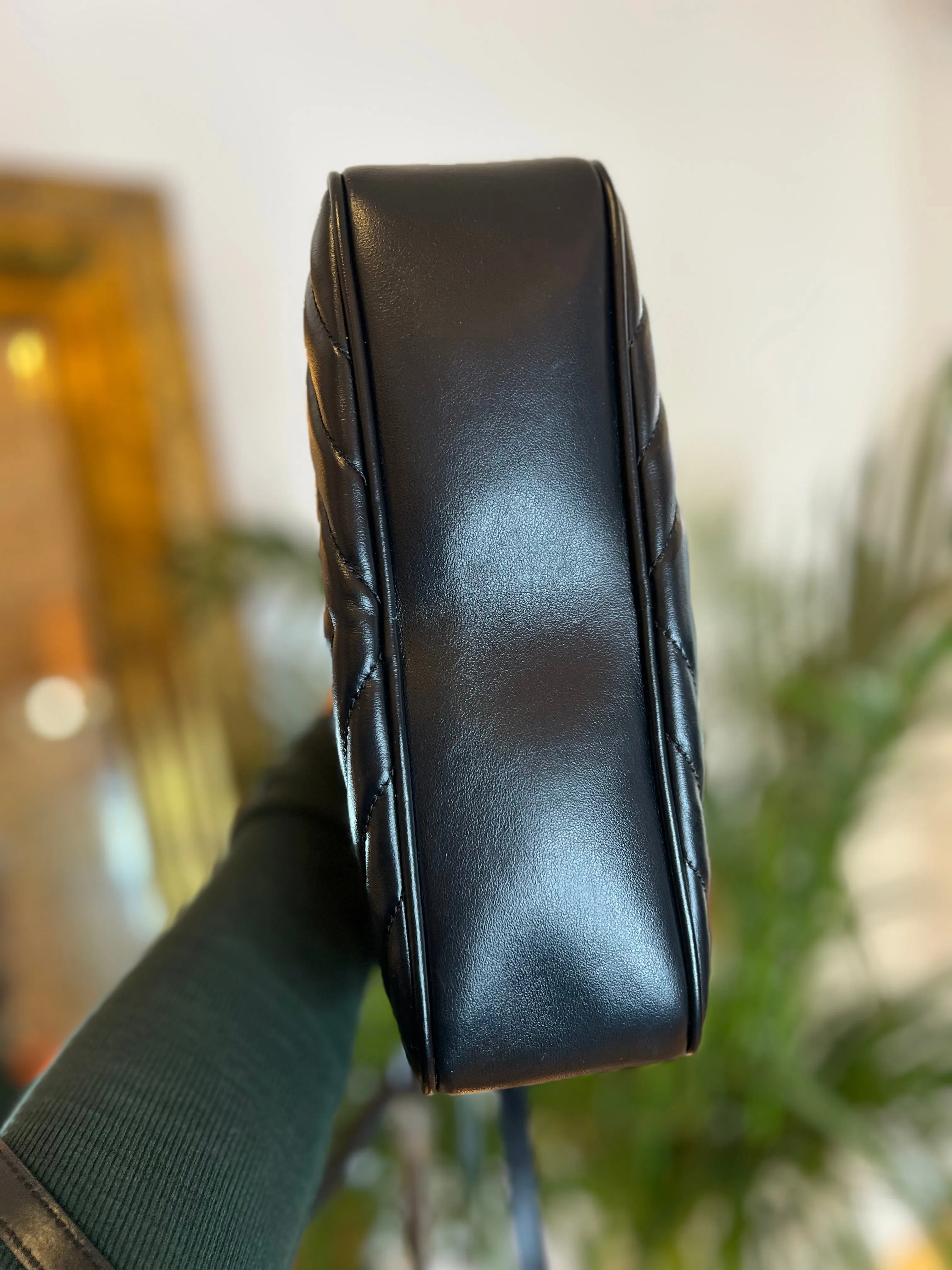 Saint Laurent Black Chevron Leather Lou Camera Bag