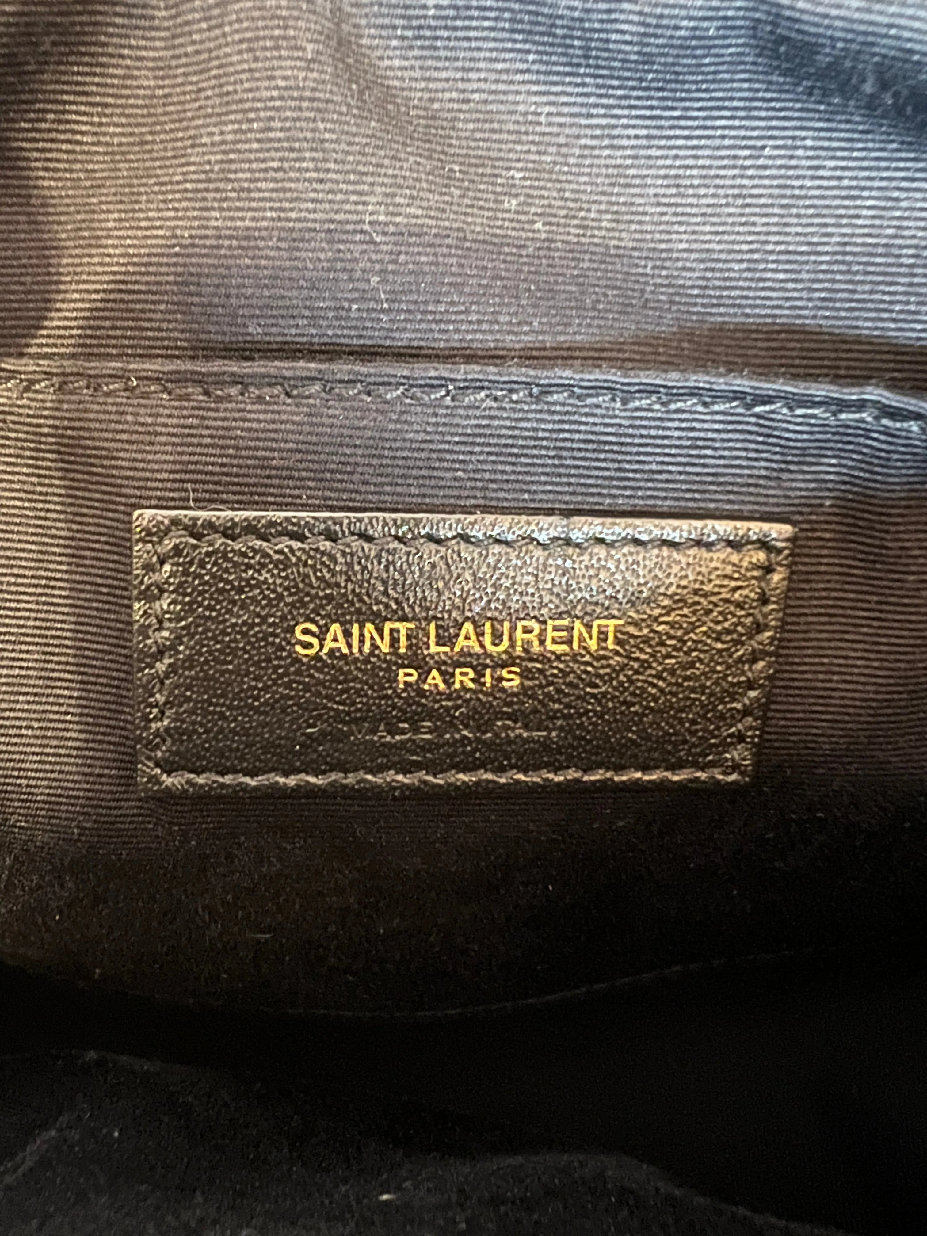 Saint Laurent Black Chevron Leather Lou Camera Bag