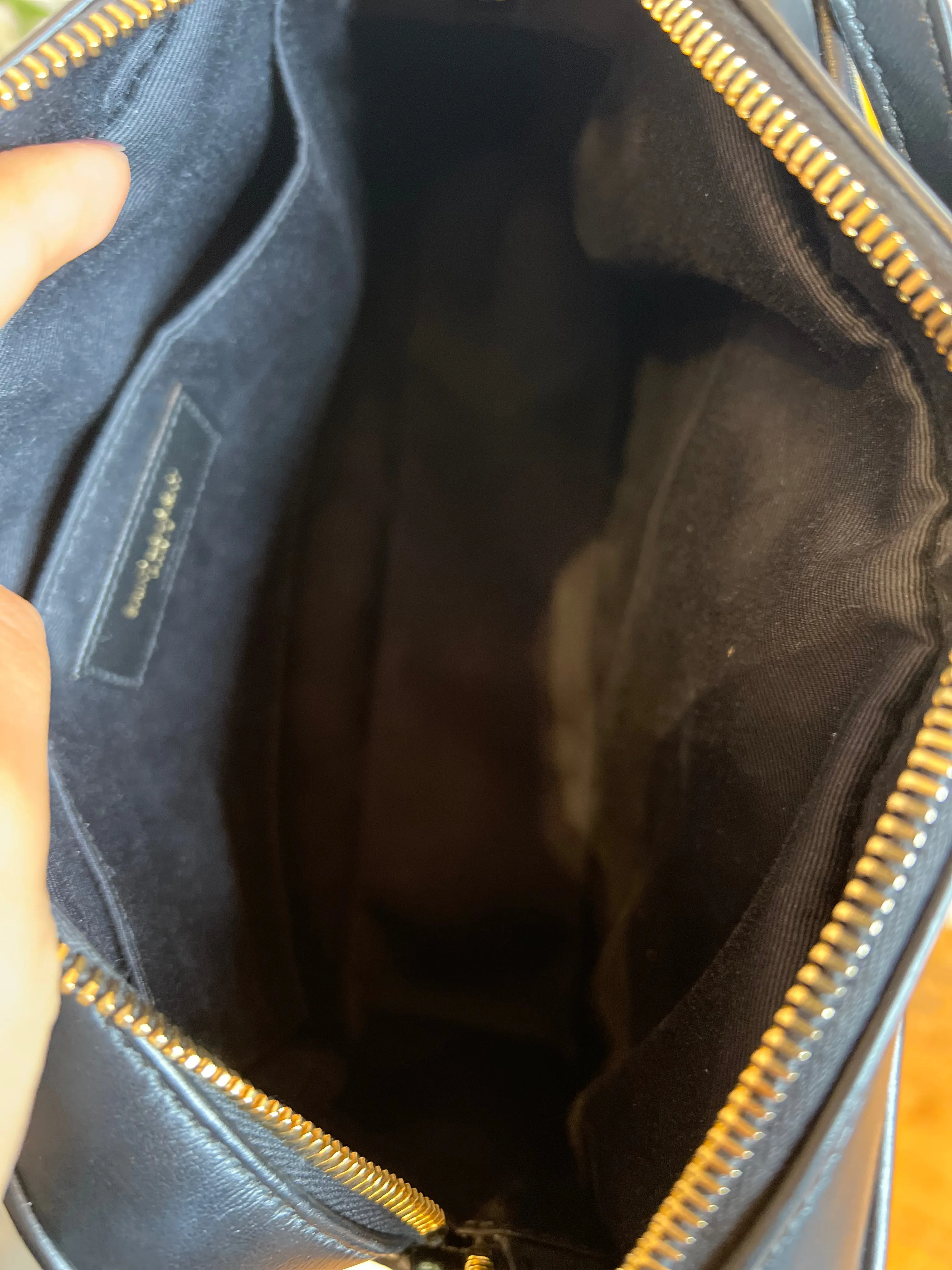 Saint Laurent Black Chevron Leather Lou Camera Bag