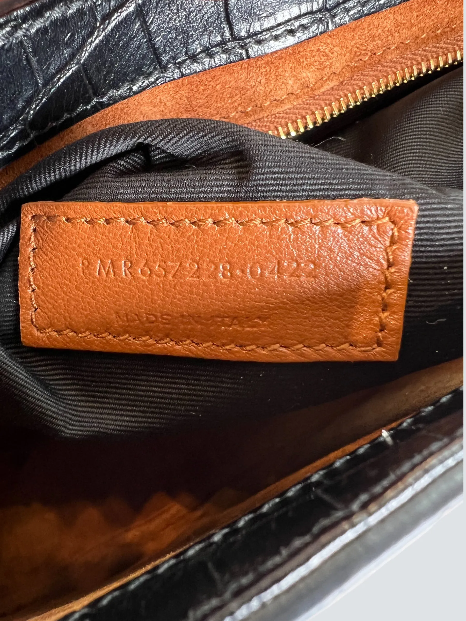 Saint Laurent Black Croc Effect Leather Shoulder Bag
