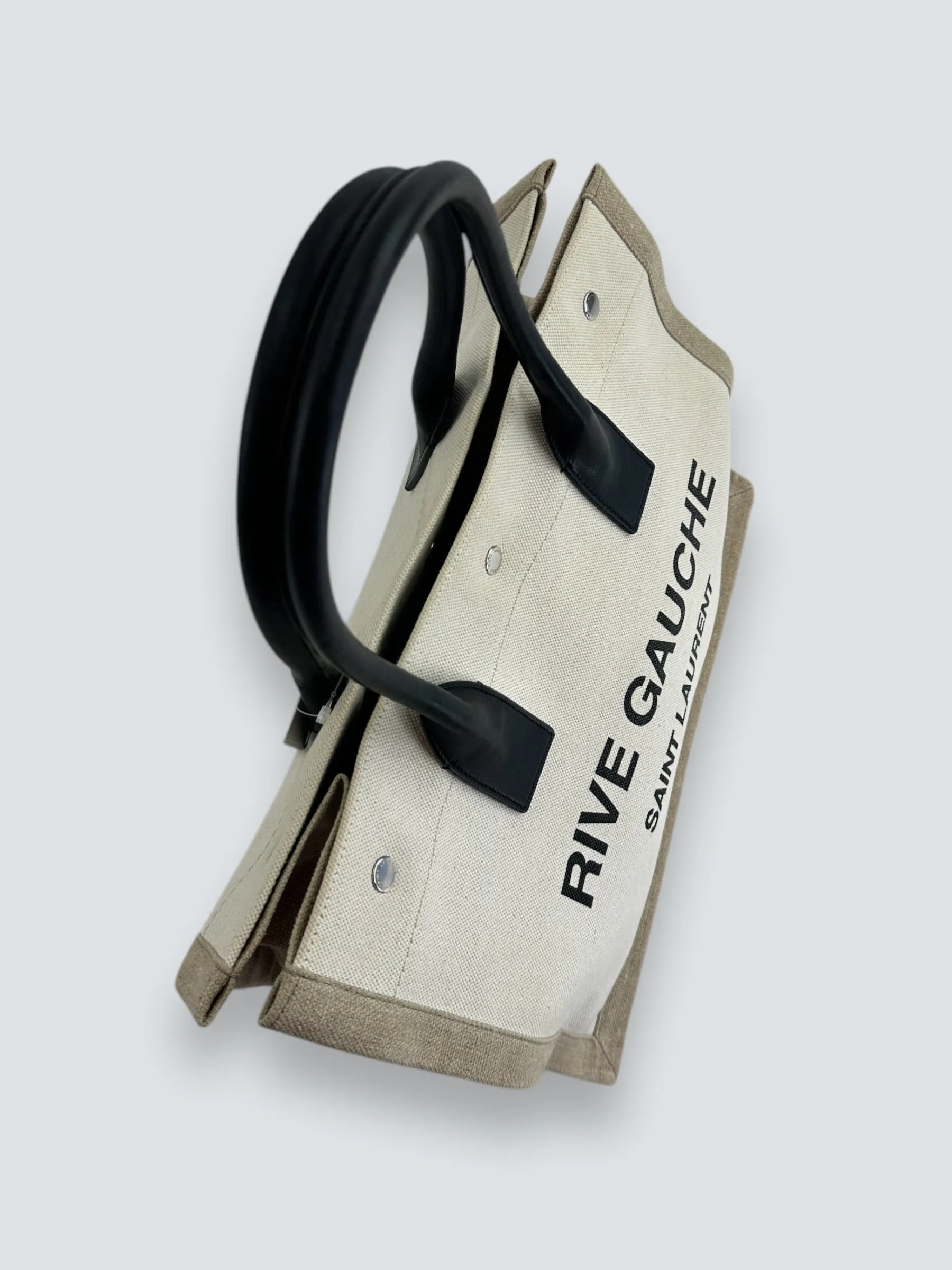 Saint Laurent Cream Canvas Rive Gauche Tote
