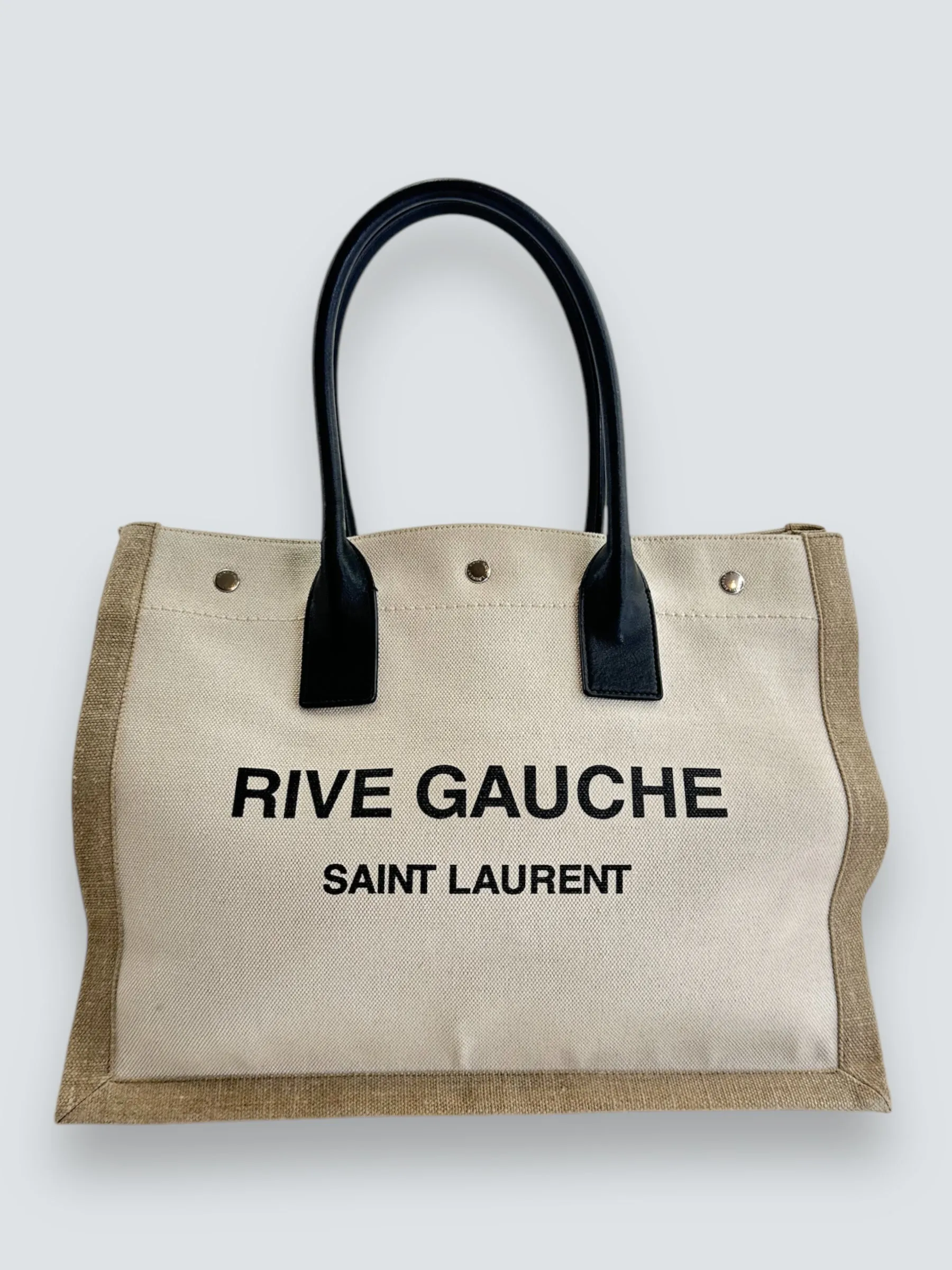 Saint Laurent Cream Canvas Rive Gauche Tote