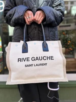Saint Laurent Cream Canvas Rive Gauche Tote