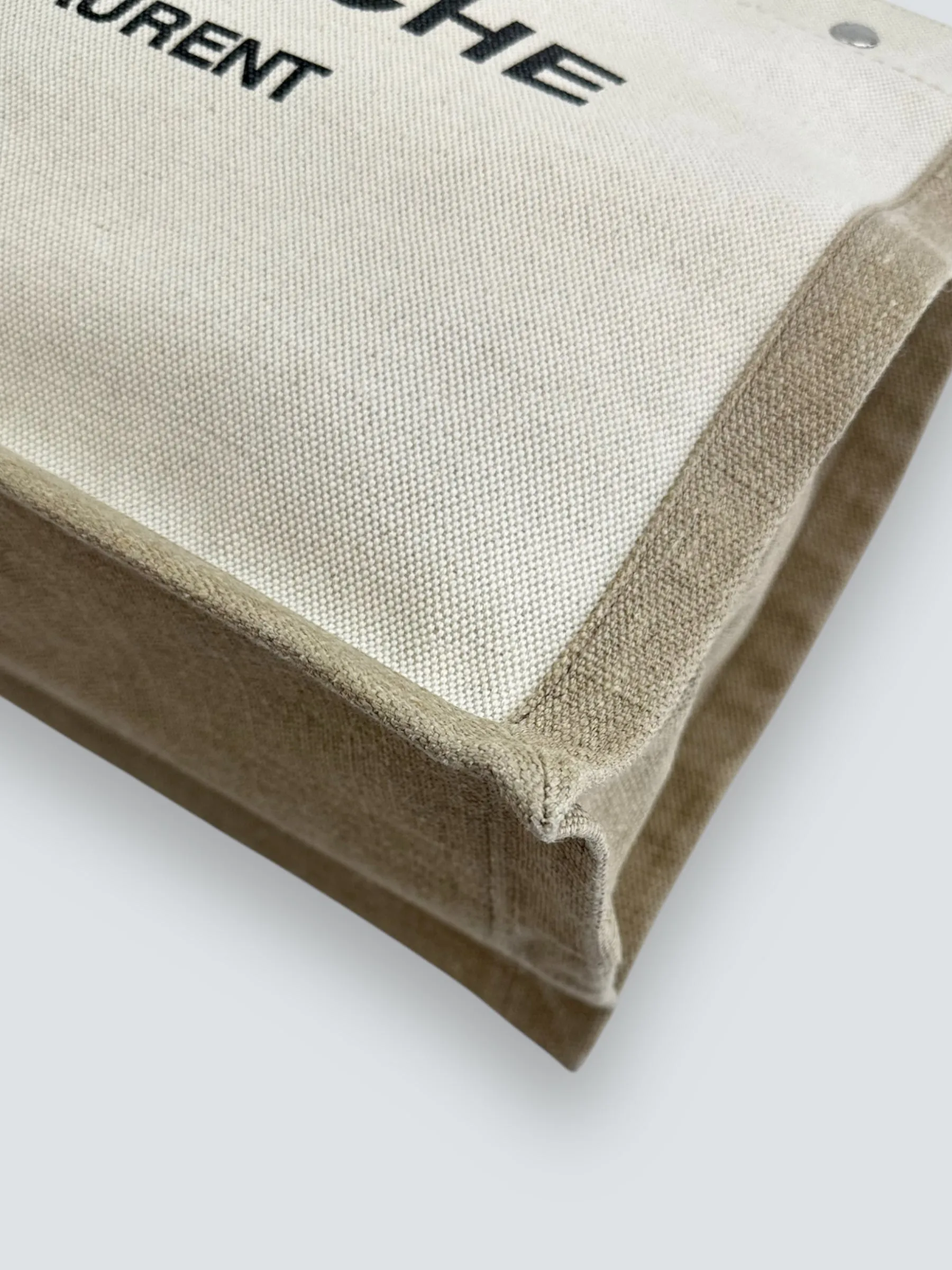 Saint Laurent Cream Canvas Rive Gauche Tote