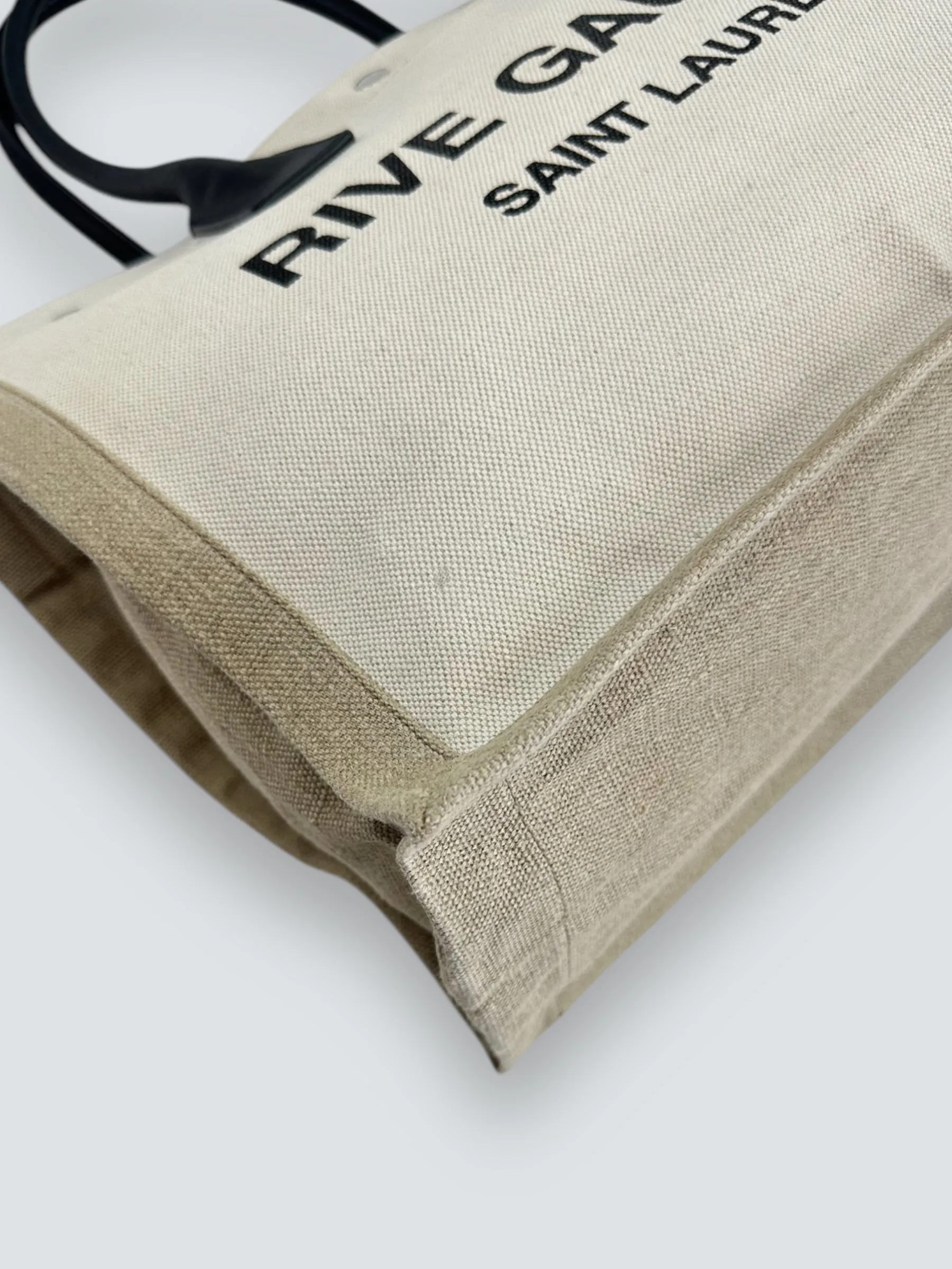 Saint Laurent Cream Canvas Rive Gauche Tote
