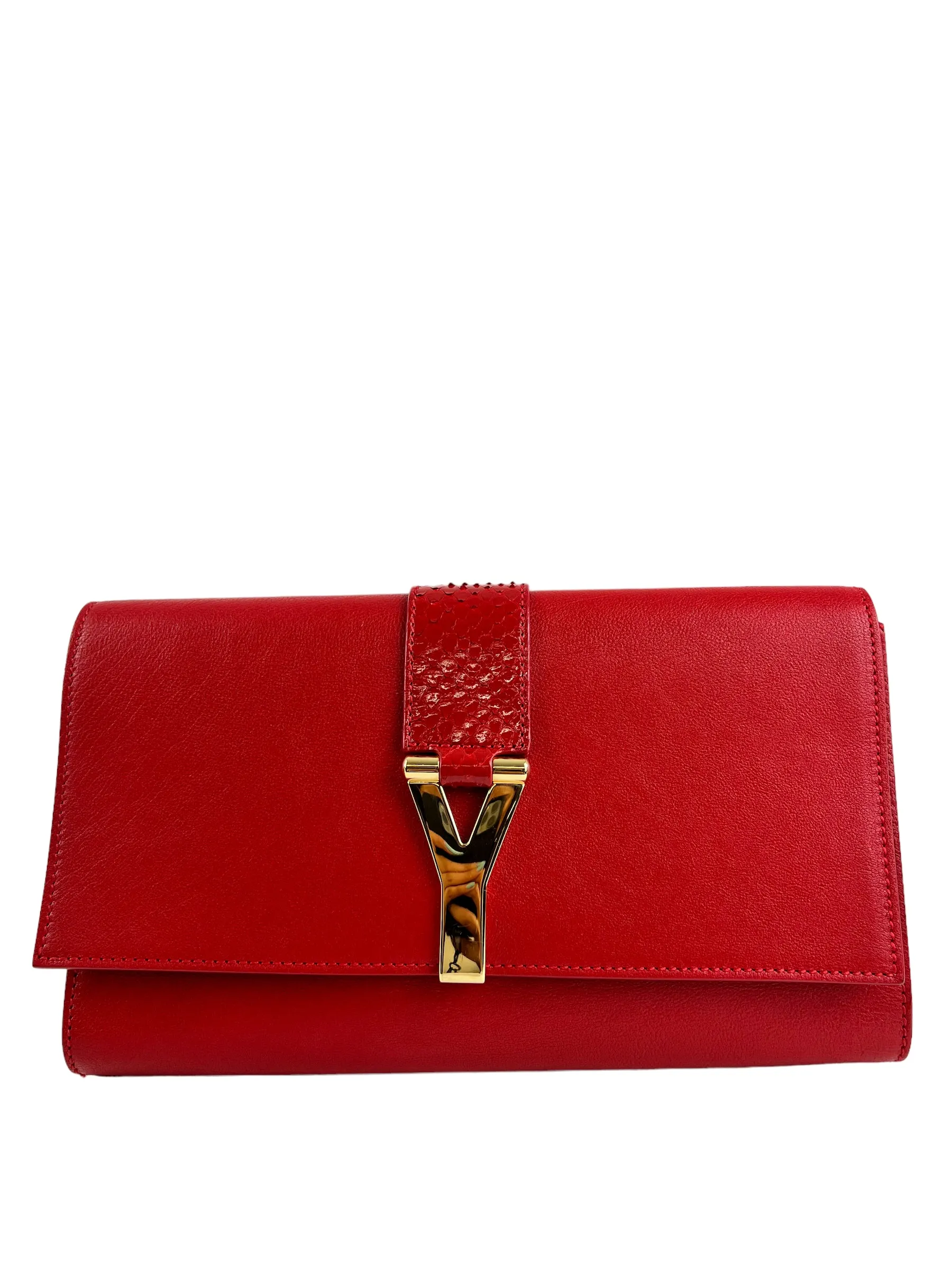Saint Laurent Red Leather Clutch