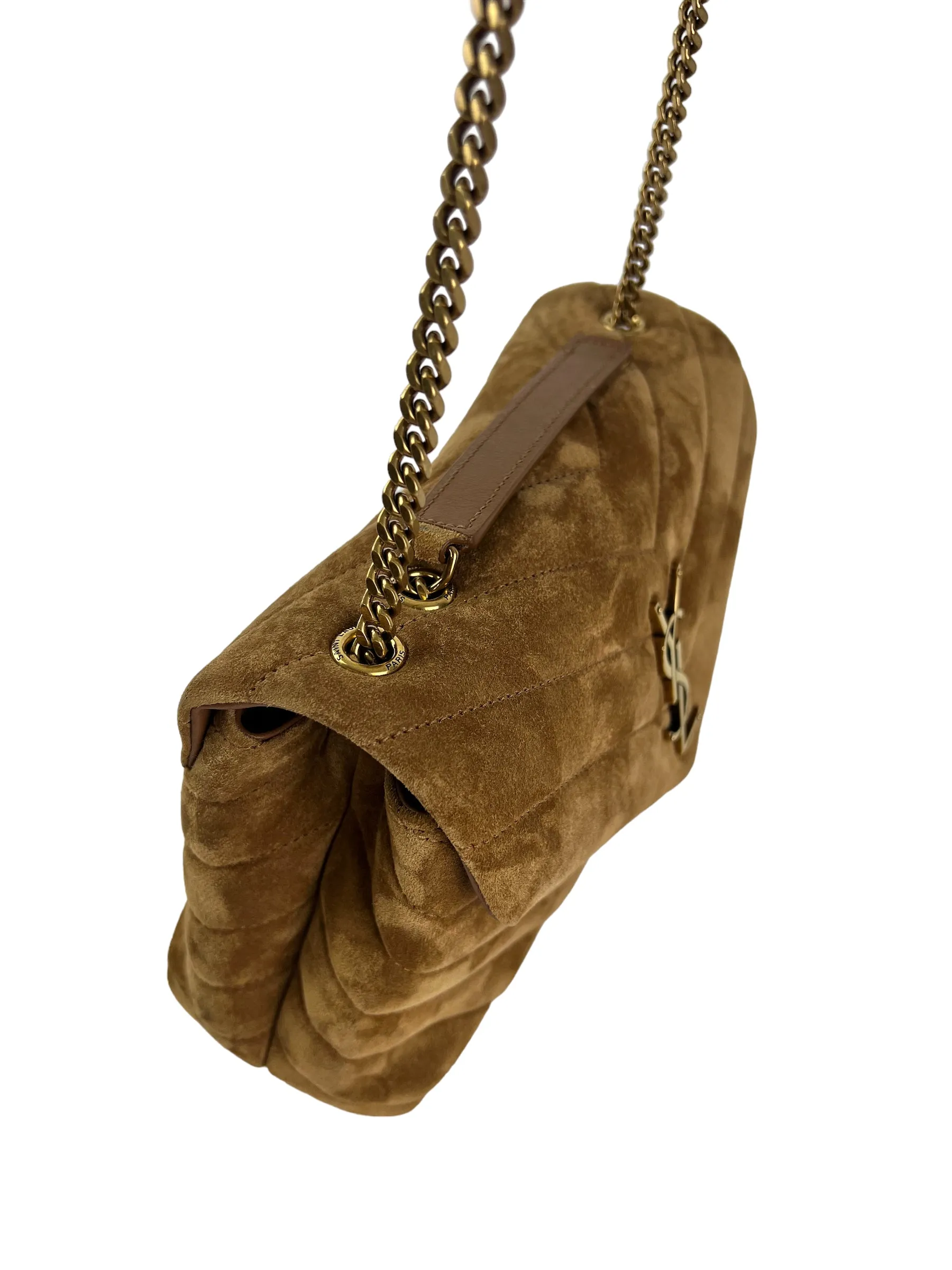 Saint Laurent Small Tan Suede LouLou Crossbody